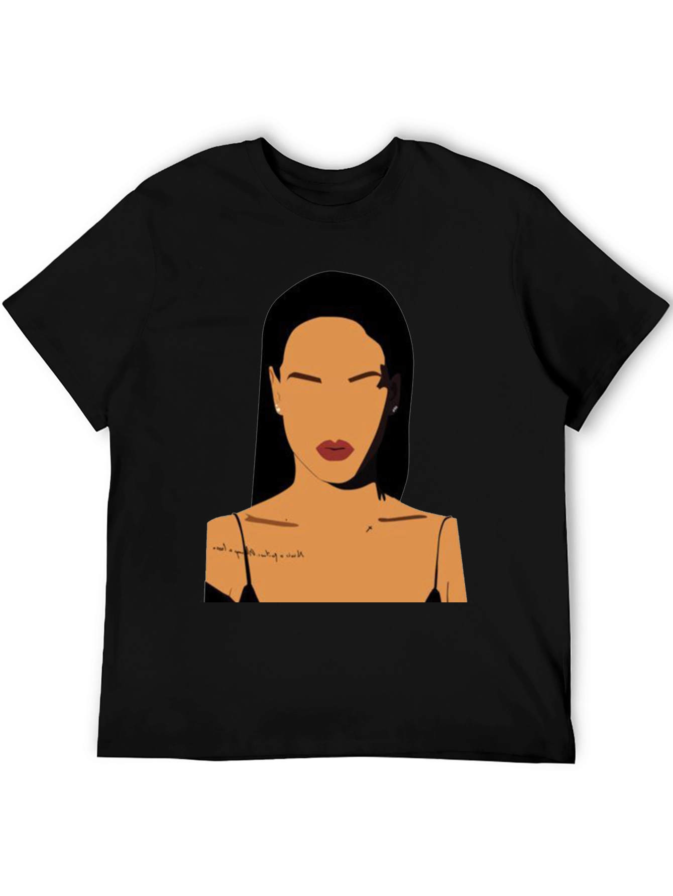 Minimalist Woman Portrait Black T-Shirt