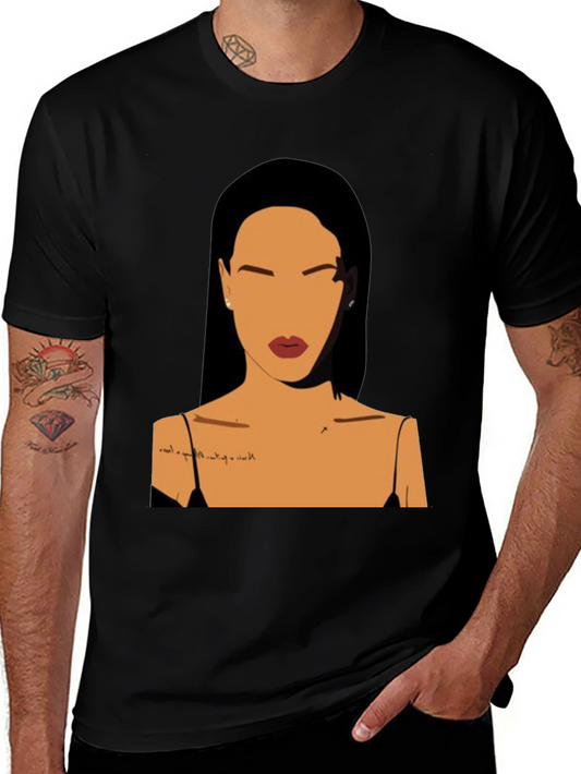 Minimalist Woman Portrait Black T-Shirt
