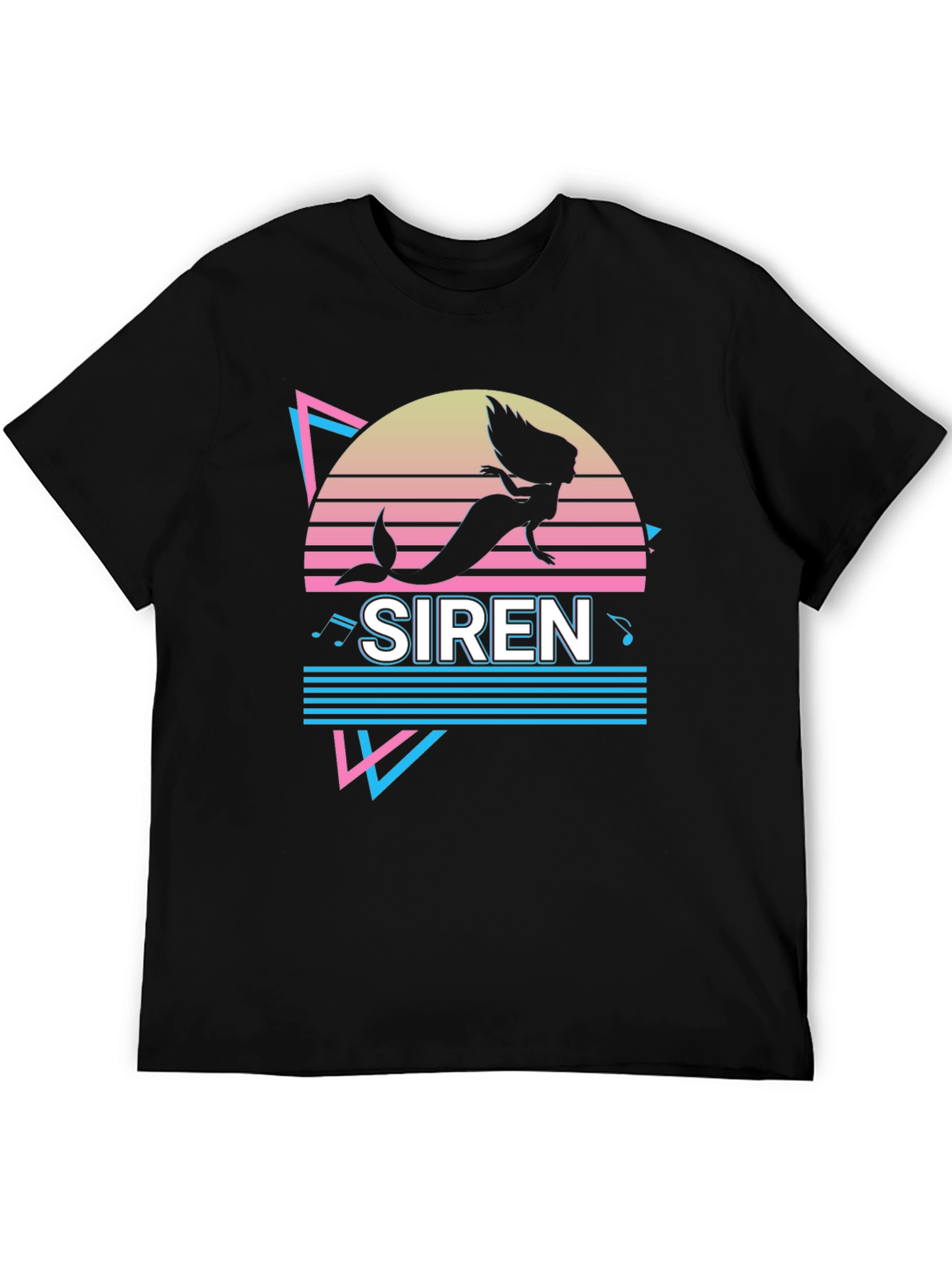 Retro Siren Graphic Tee - Black Cotton T-Shirt