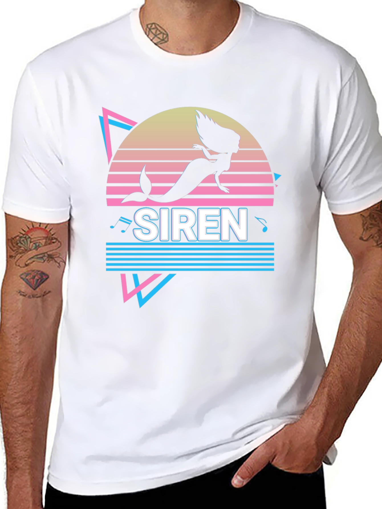 Retro Siren Graphic Tee - Black Cotton T-Shirt