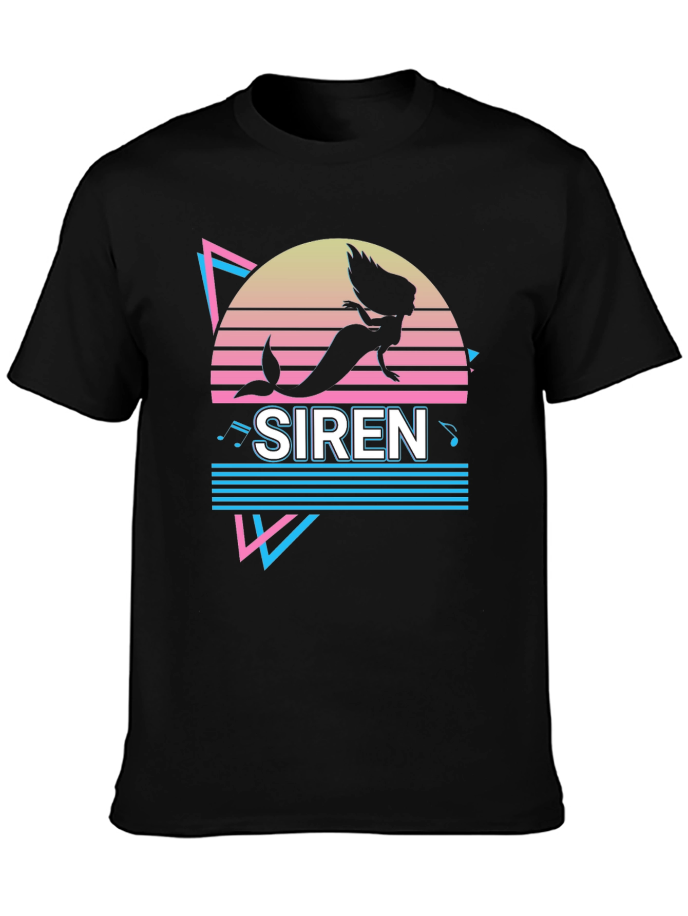 Retro Siren Graphic Tee - Black Cotton T-Shirt