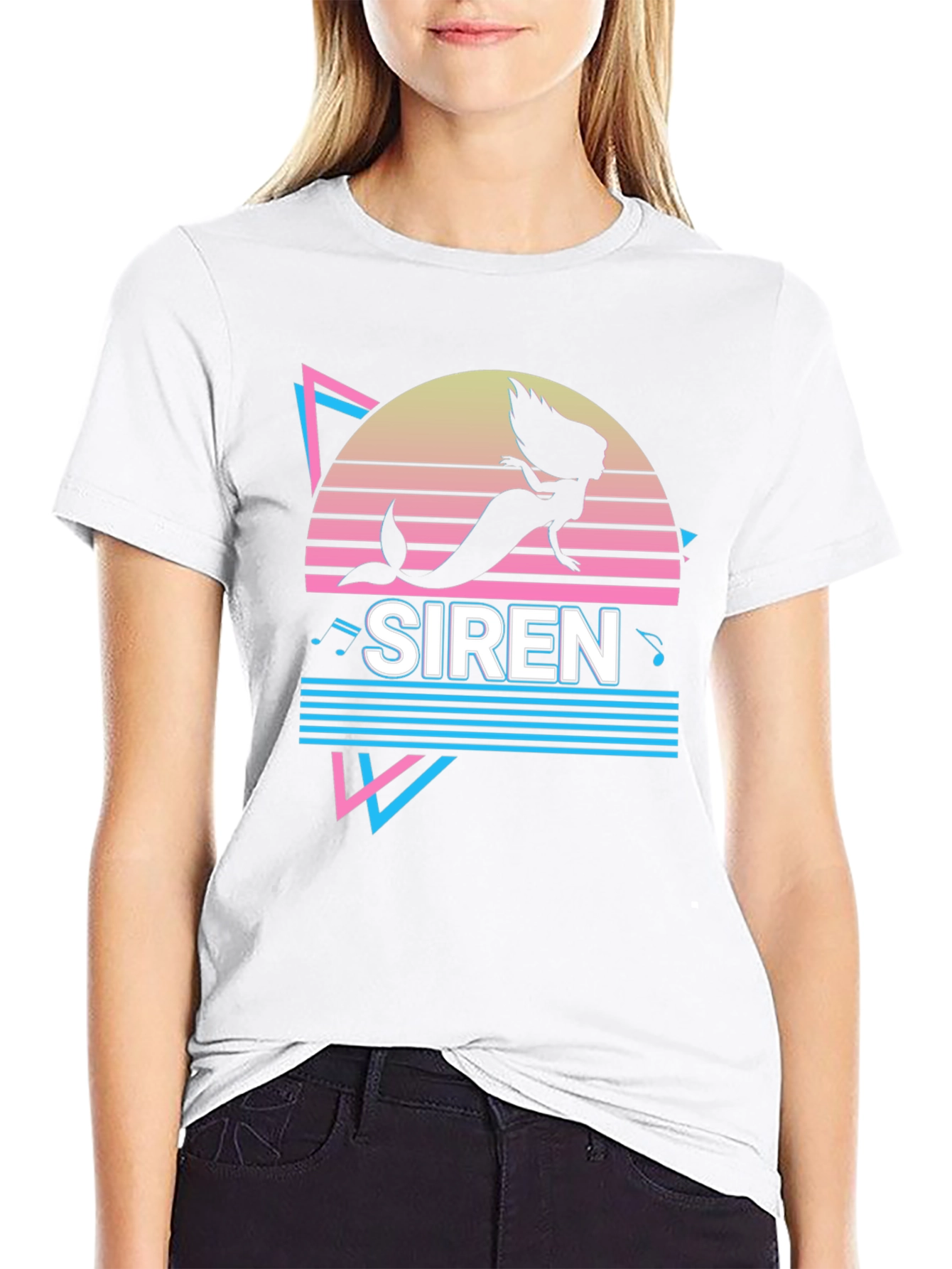 Retro Siren Graphic Tee - Black Cotton T-Shirt