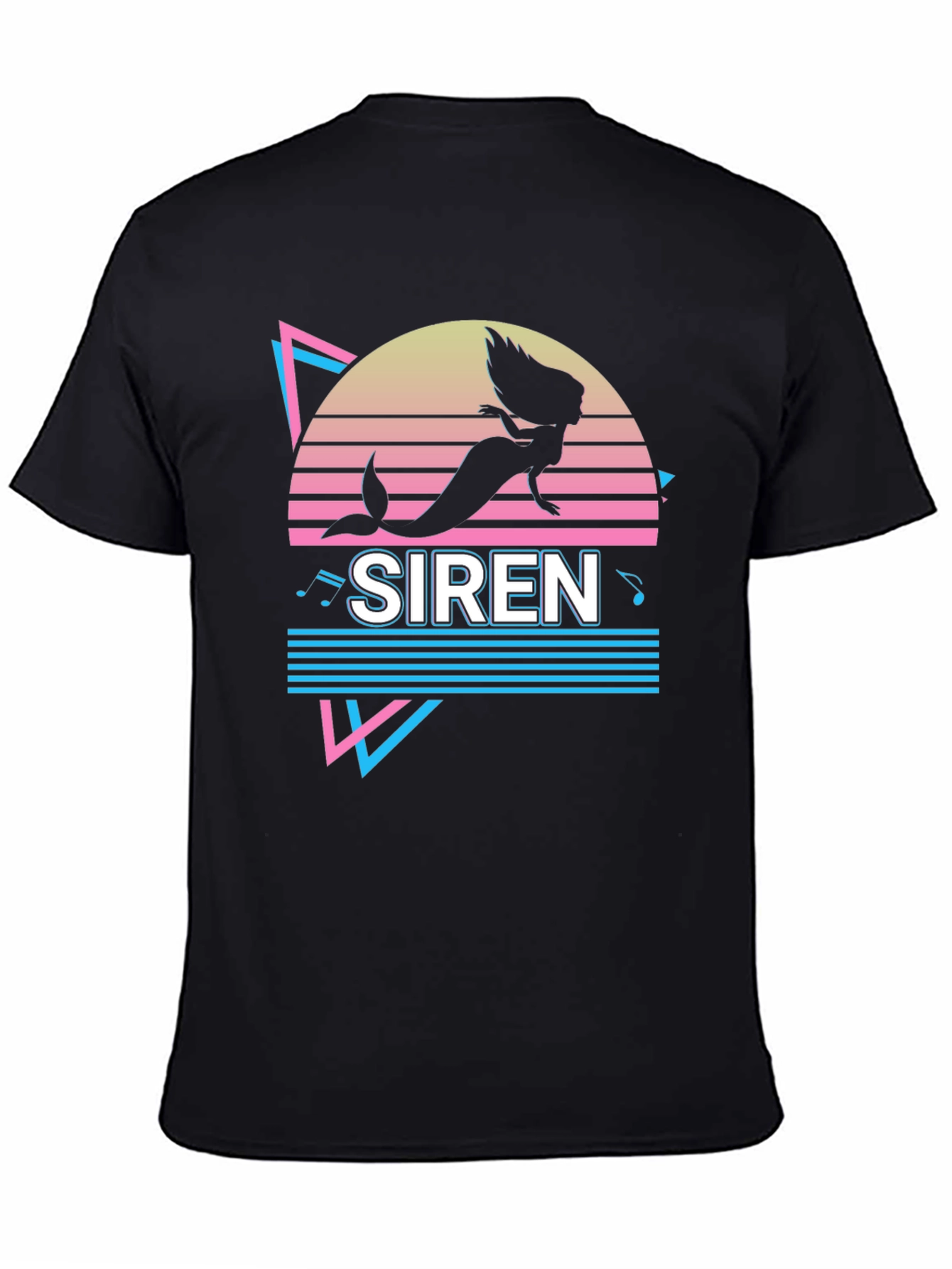 Retro Siren Graphic Tee - Black Cotton T-Shirt