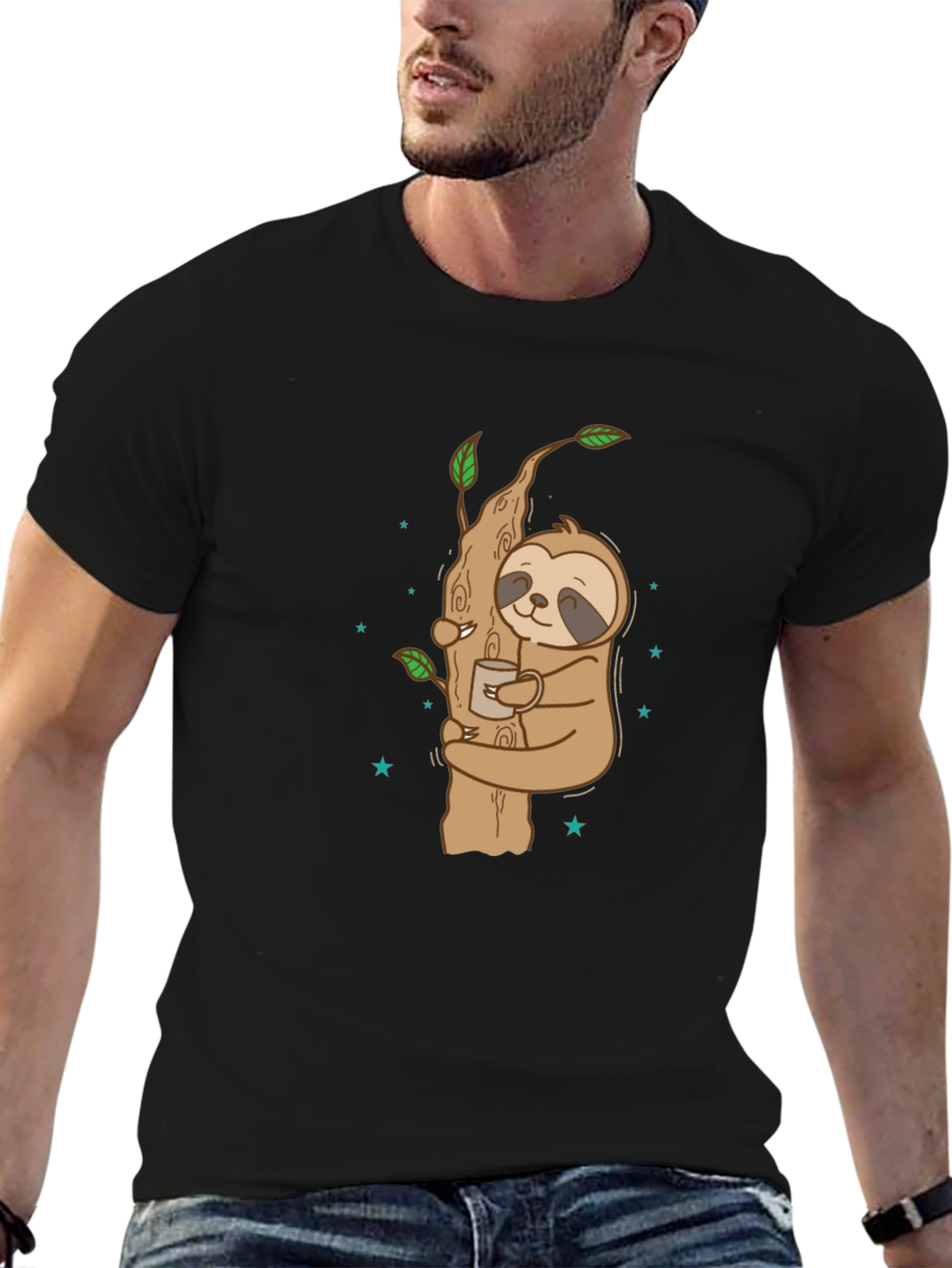 Sloth Hugging Tree Coffee T-Shirt