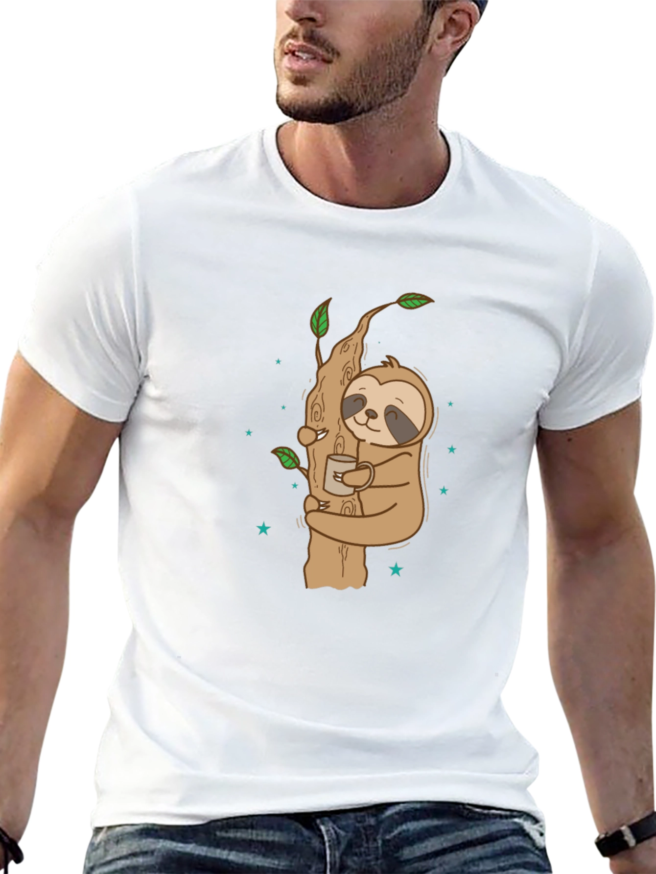 Sloth Hugging Tree Coffee T-Shirt
