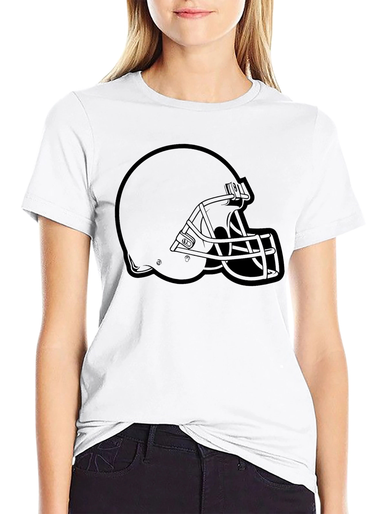 Football Helmet Graphic Tee - Classic Black Comfort