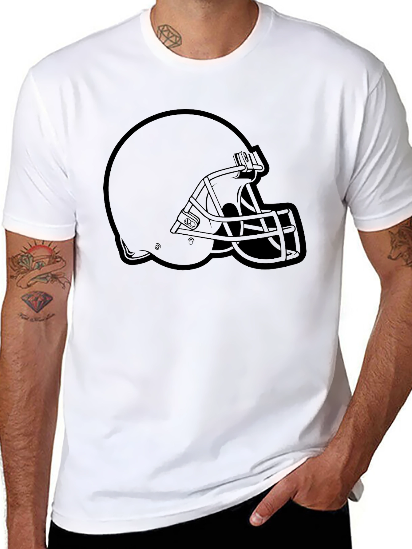Football Helmet Graphic Tee - Classic Black Comfort