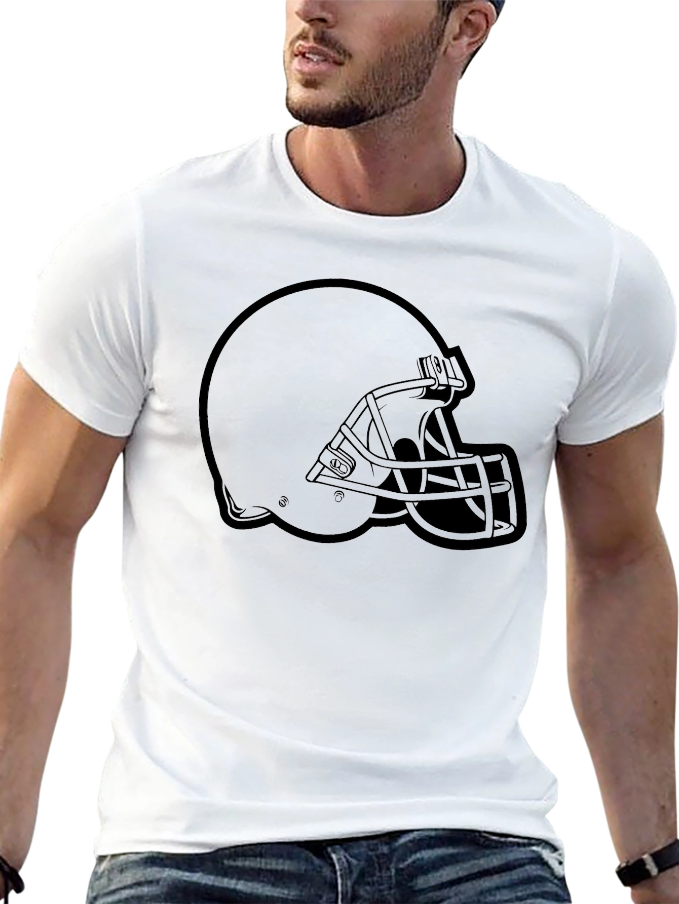 Football Helmet Graphic Tee - Classic Black Comfort
