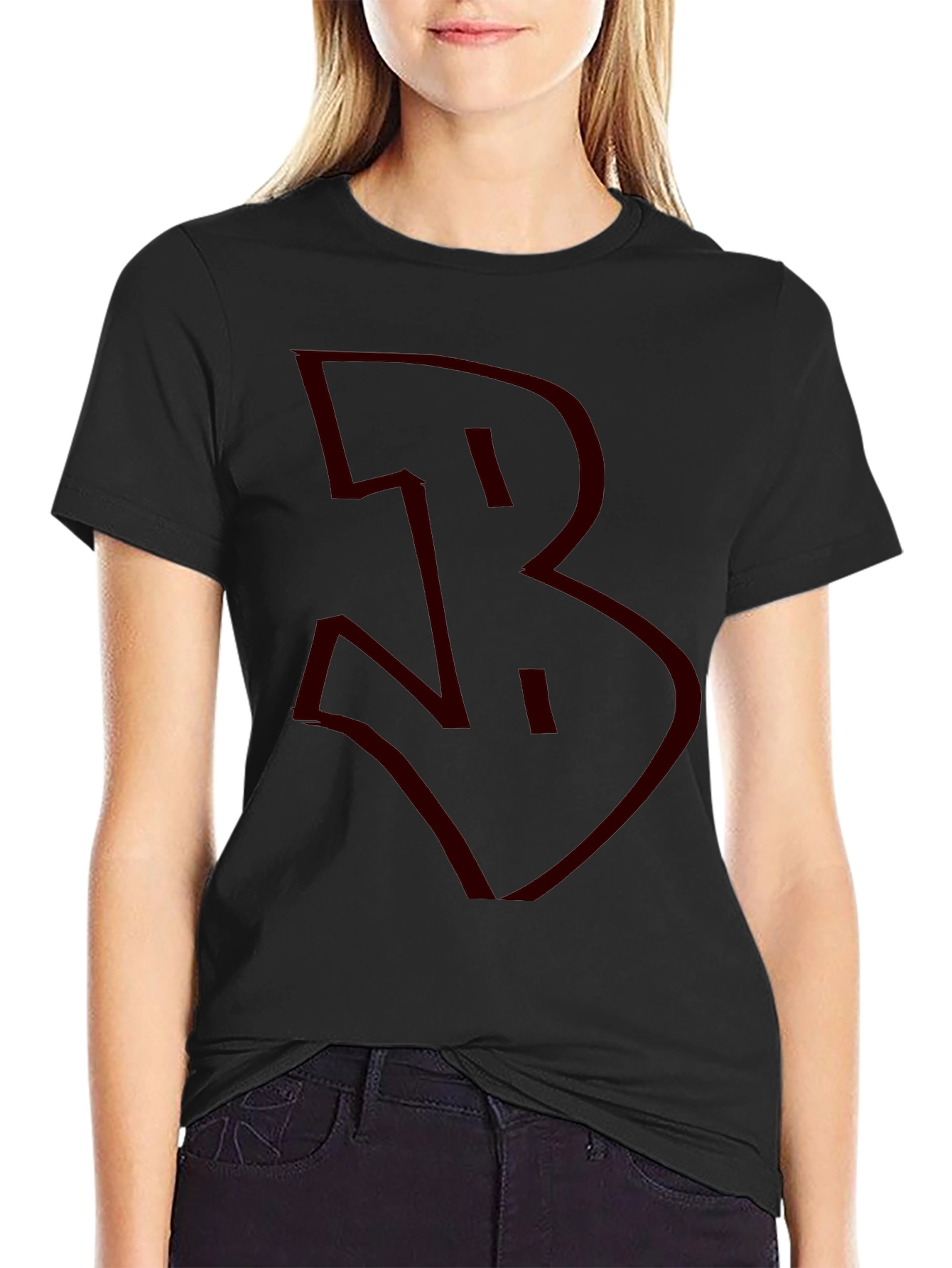 Bold Graphic Tee - Red B on Black