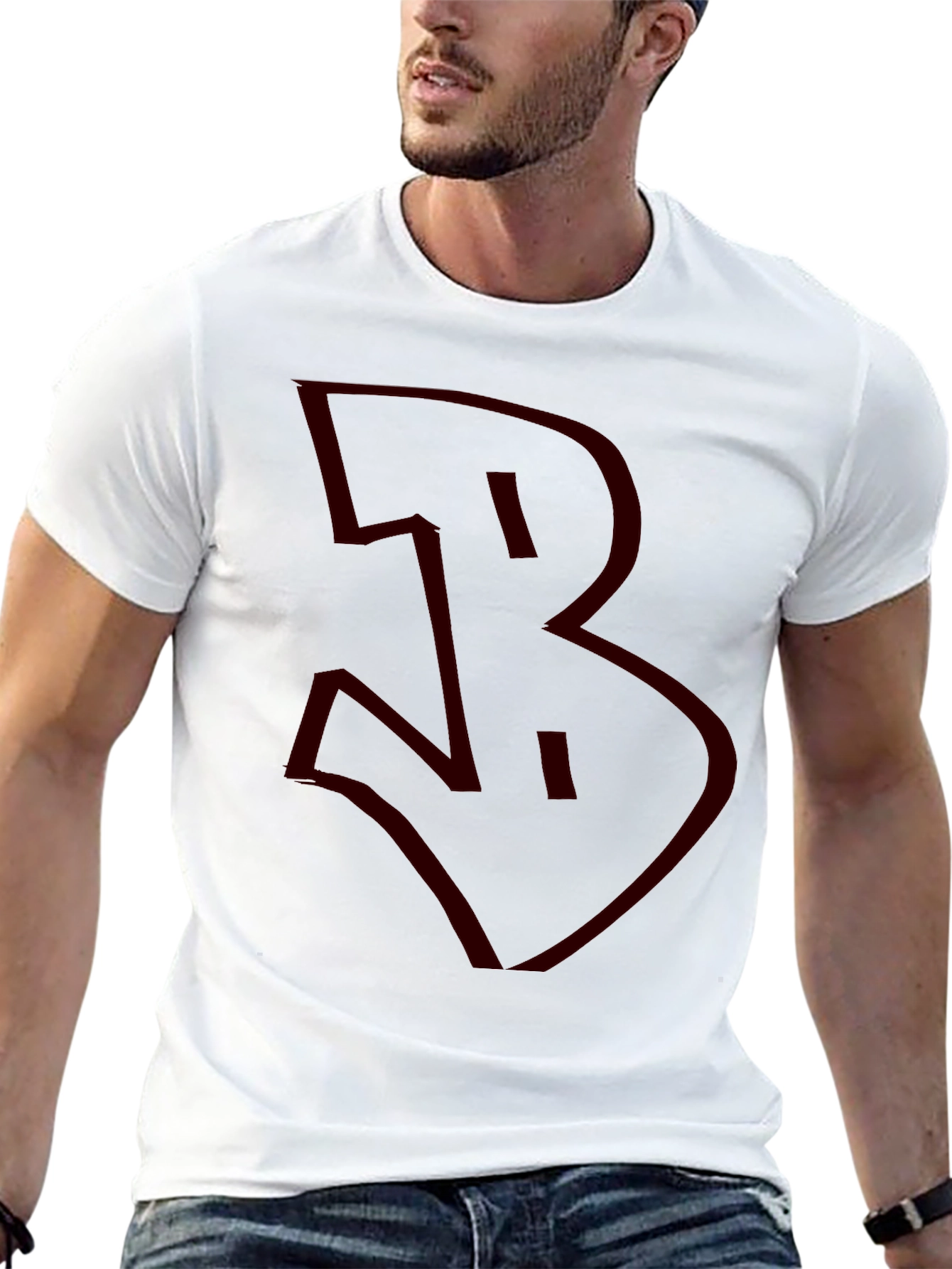 Bold Graphic Tee - Red B on Black