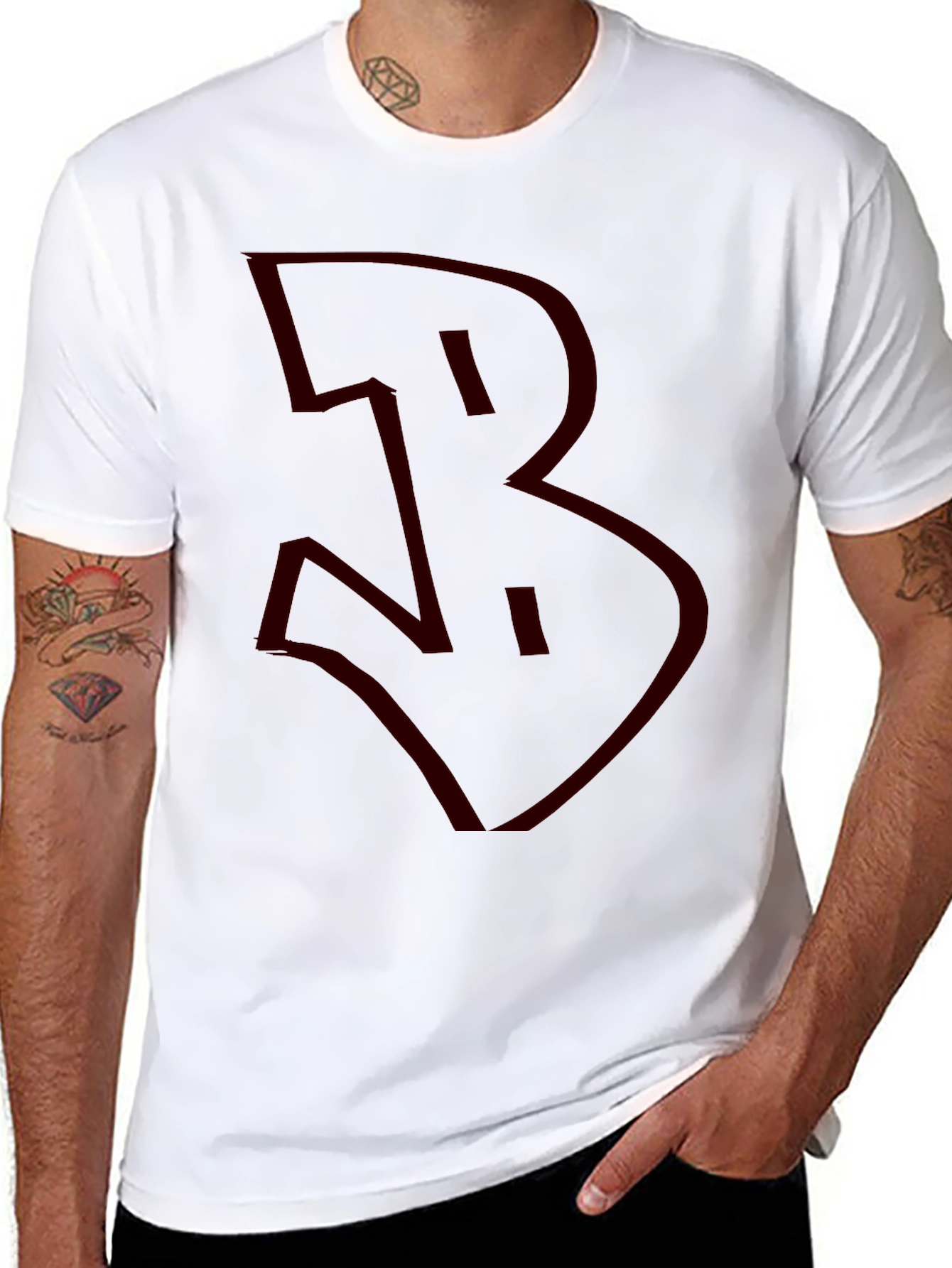 Bold Graphic Tee - Red B on Black