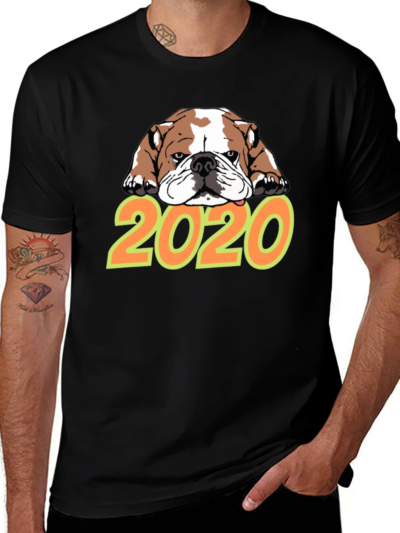 Bulldog 2020 Graphic Tee - Black Crew Neck