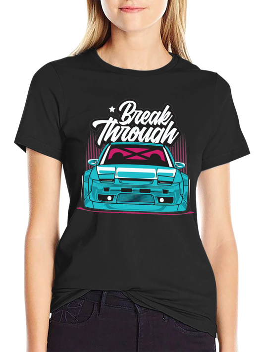 Break Through Car Graphic Tee - Stylish Black T-Shirt