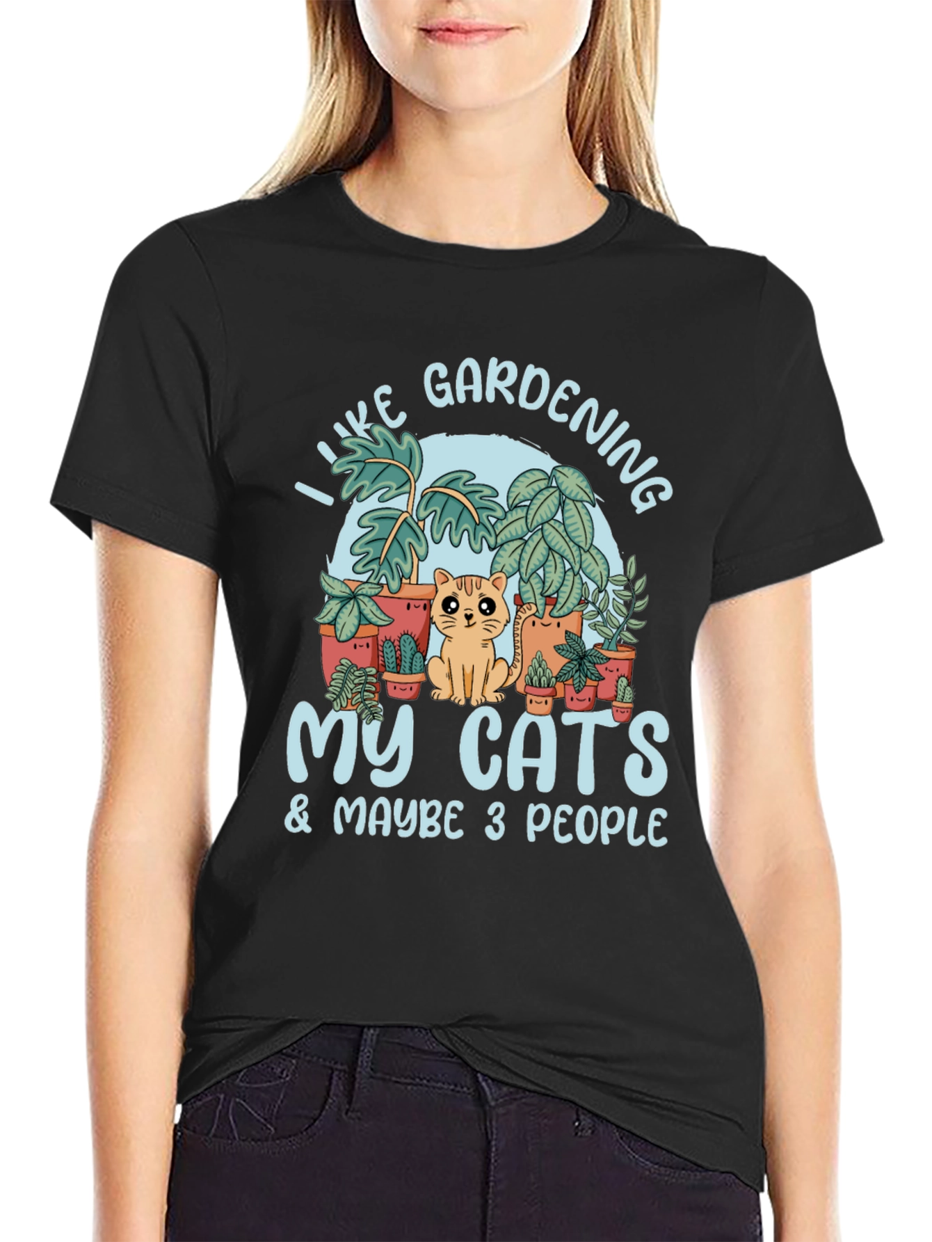 Gardening Cat Graphic Tee - Plant Lover T-Shirt