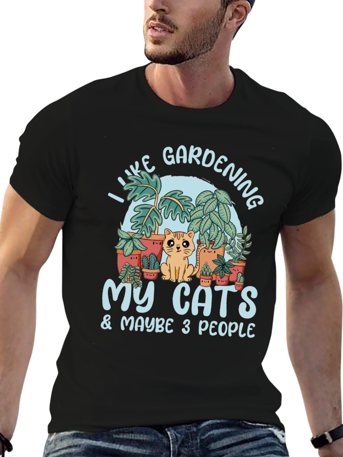 Gardening Cat Graphic Tee - Plant Lover T-Shirt