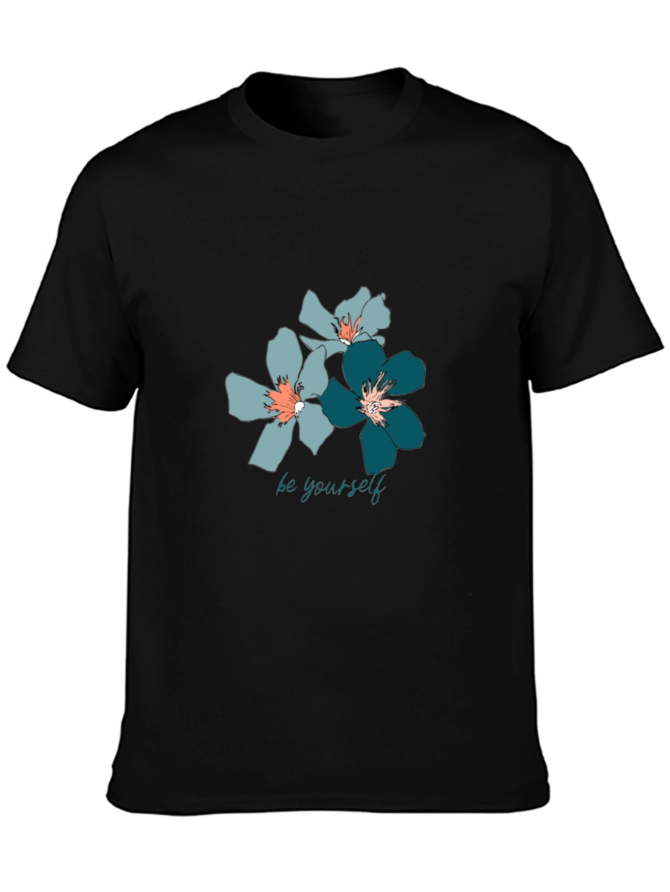 Floral Print T-Shirt - Be Yourself