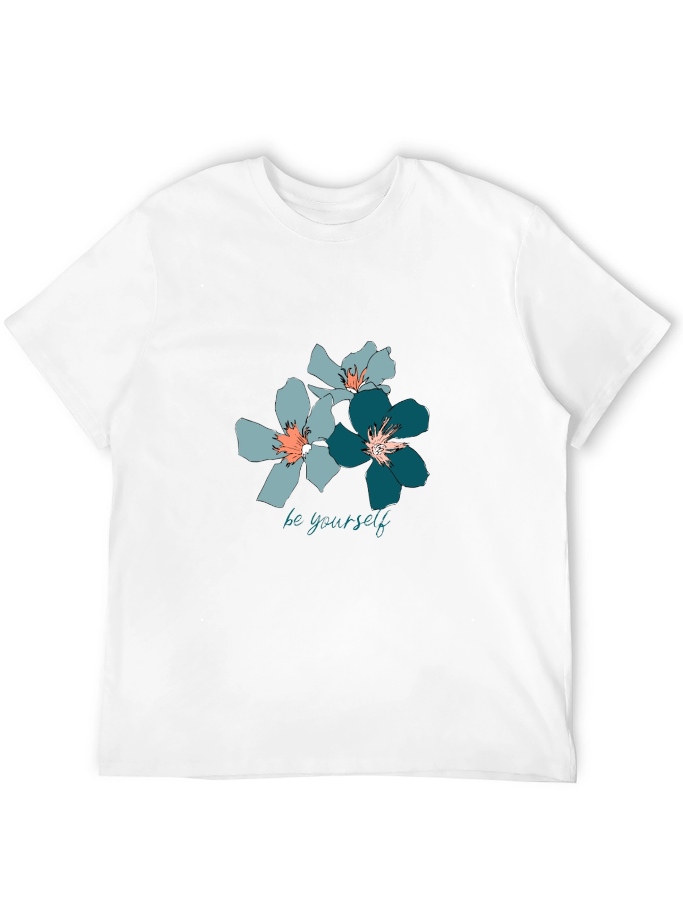 Floral Print T-Shirt - Be Yourself