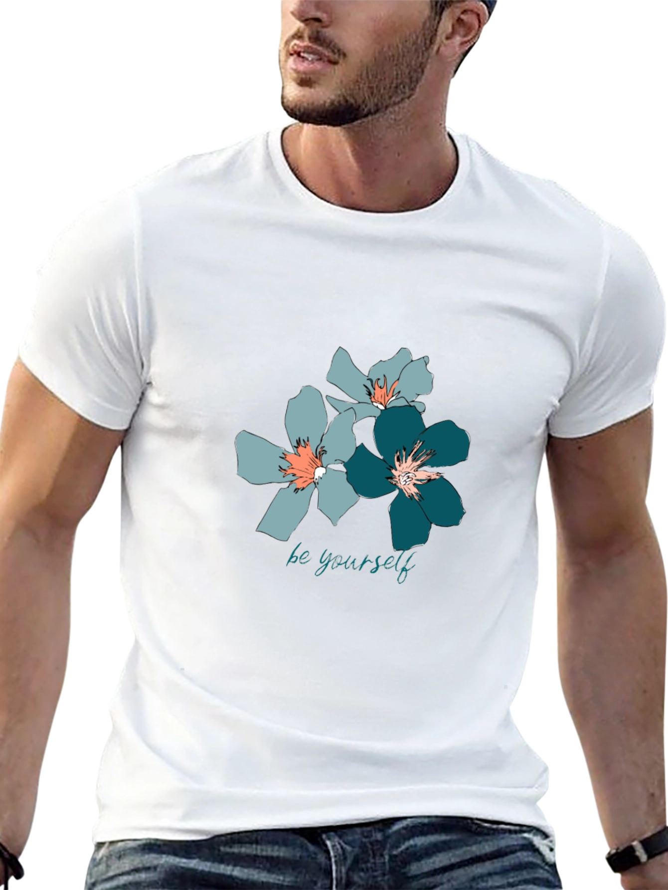 Floral Print T-Shirt - Be Yourself