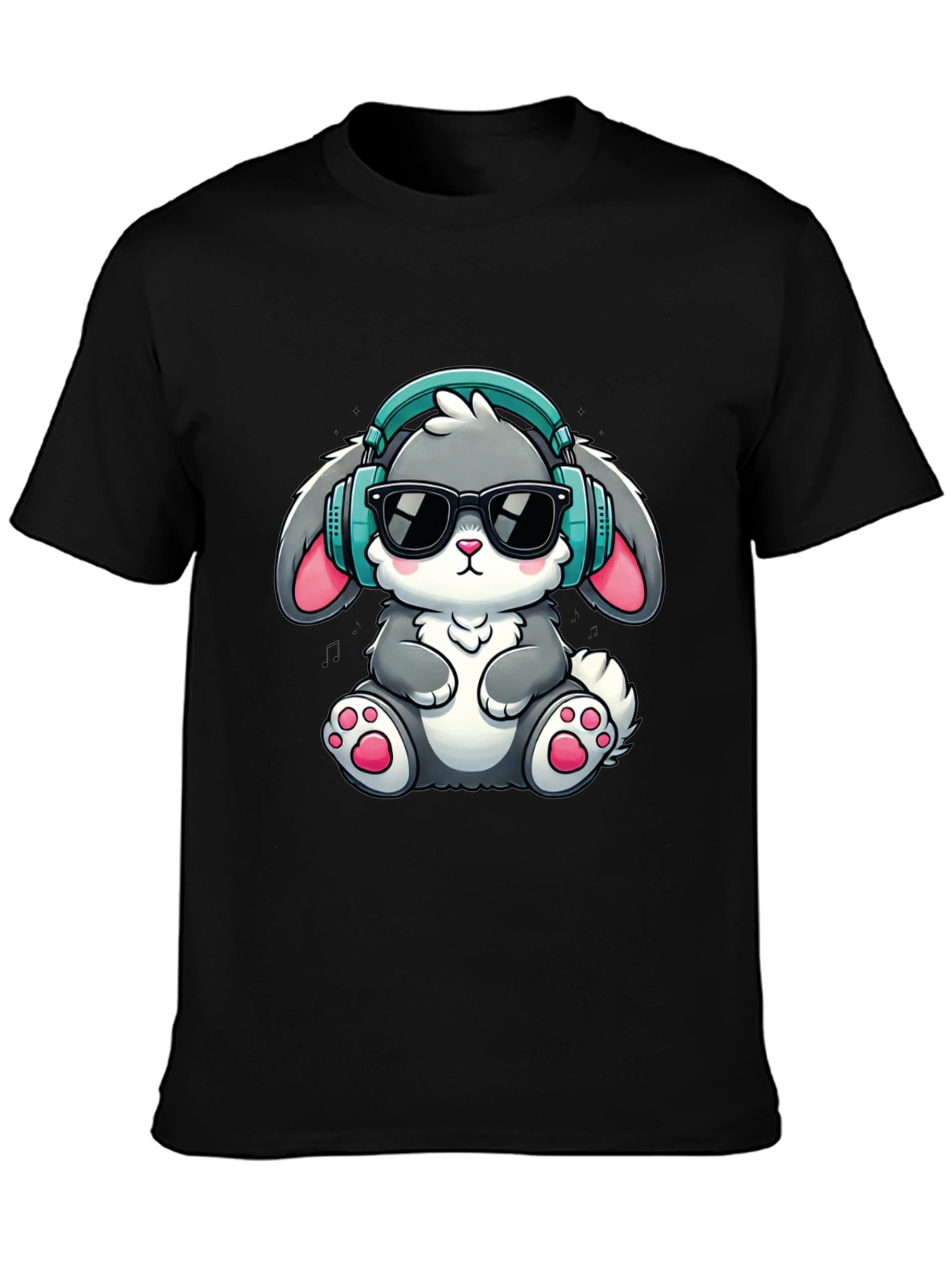 Bunny DJ T-Shirt: Cute Cartoon Rabbit with Headphones