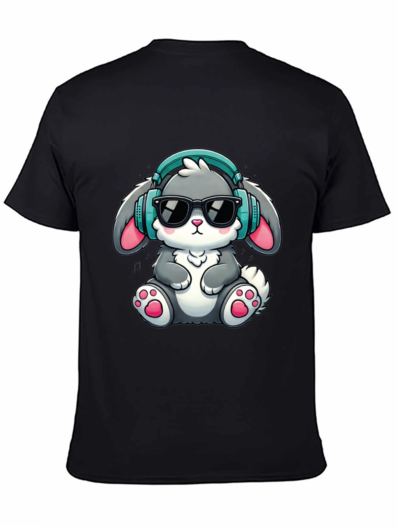 Bunny DJ T-Shirt: Cute Cartoon Rabbit with Headphones