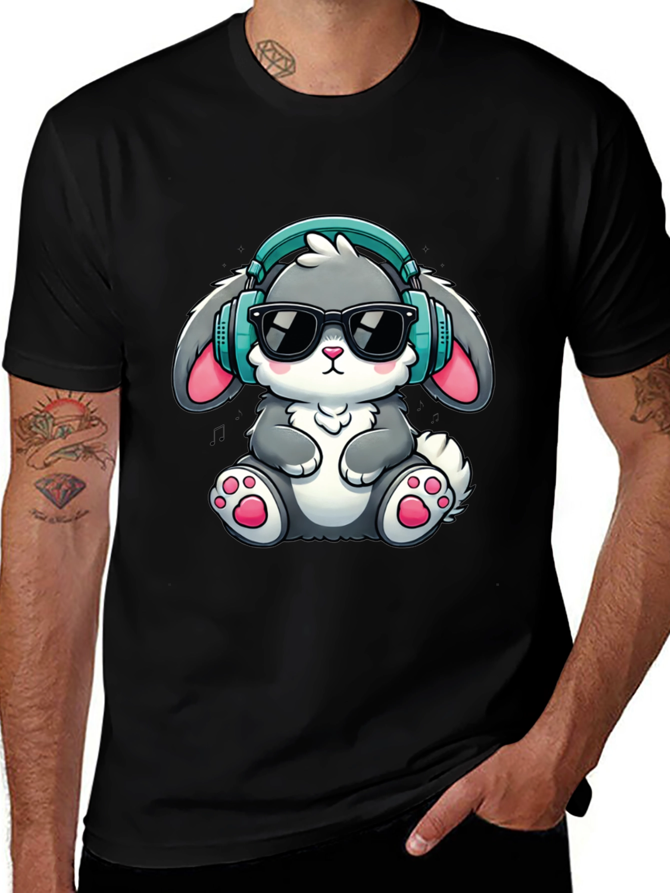 Bunny DJ T-Shirt: Cute Cartoon Rabbit with Headphones