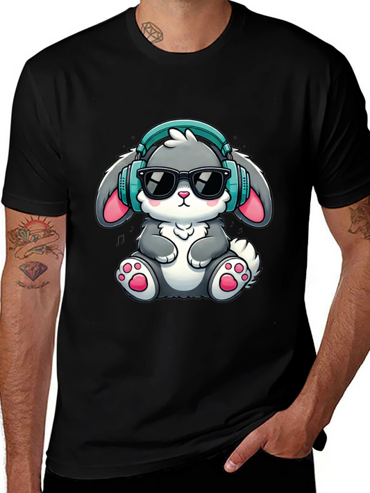 Bunny DJ T-Shirt: Cute Cartoon Rabbit with Headphones