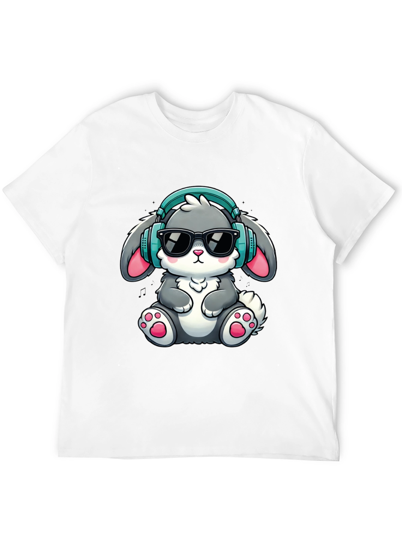 Bunny DJ T-Shirt: Cute Cartoon Rabbit with Headphones