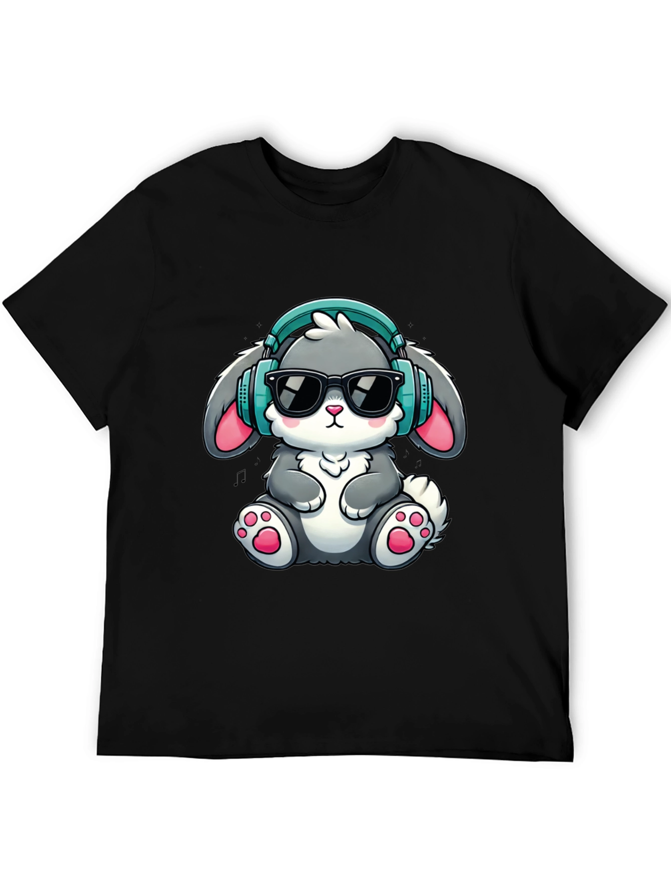 Bunny DJ T-Shirt: Cute Cartoon Rabbit with Headphones