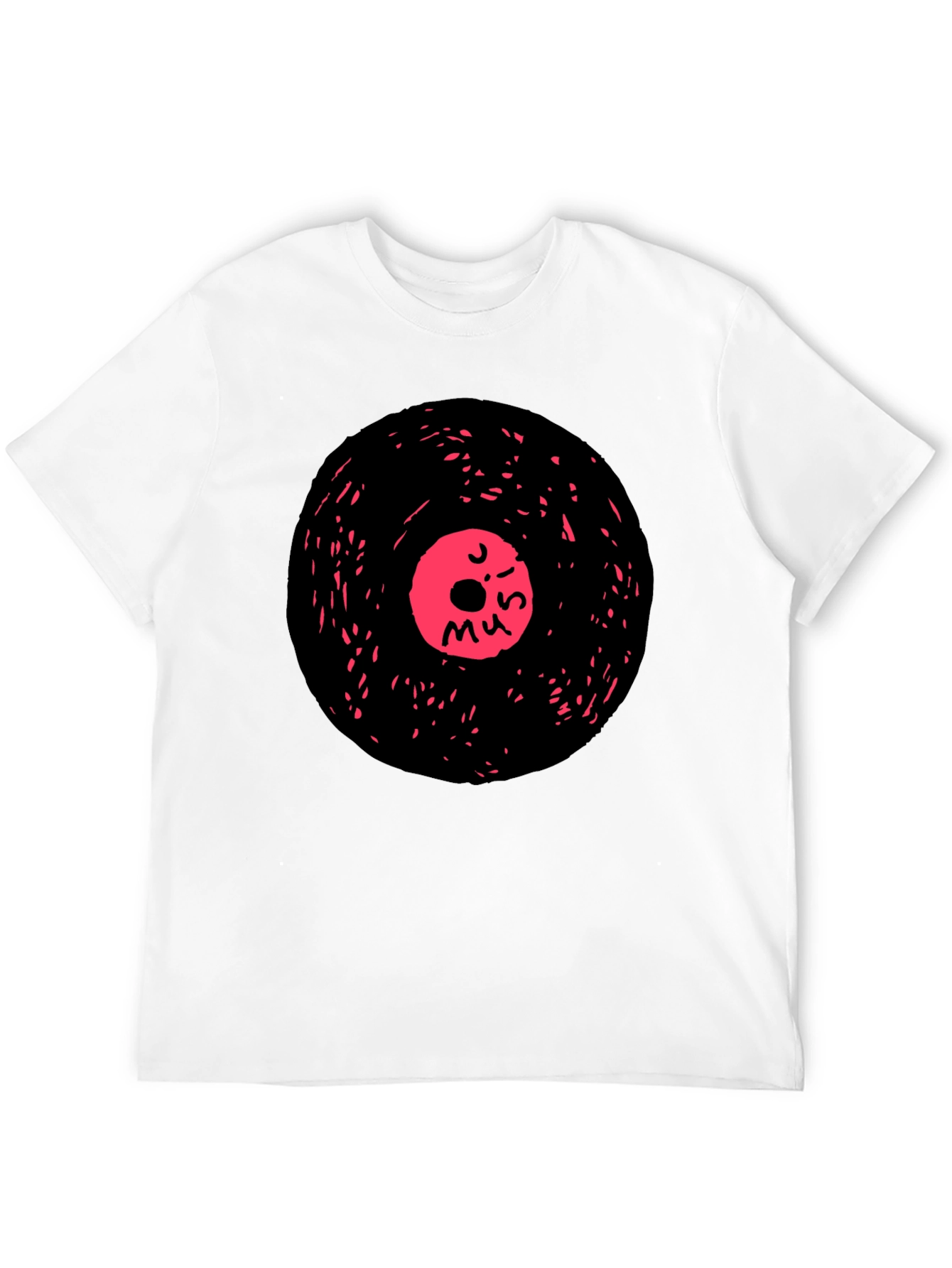 Retro Music Vinyl Graphic Tee - Casual Black T-Shirt