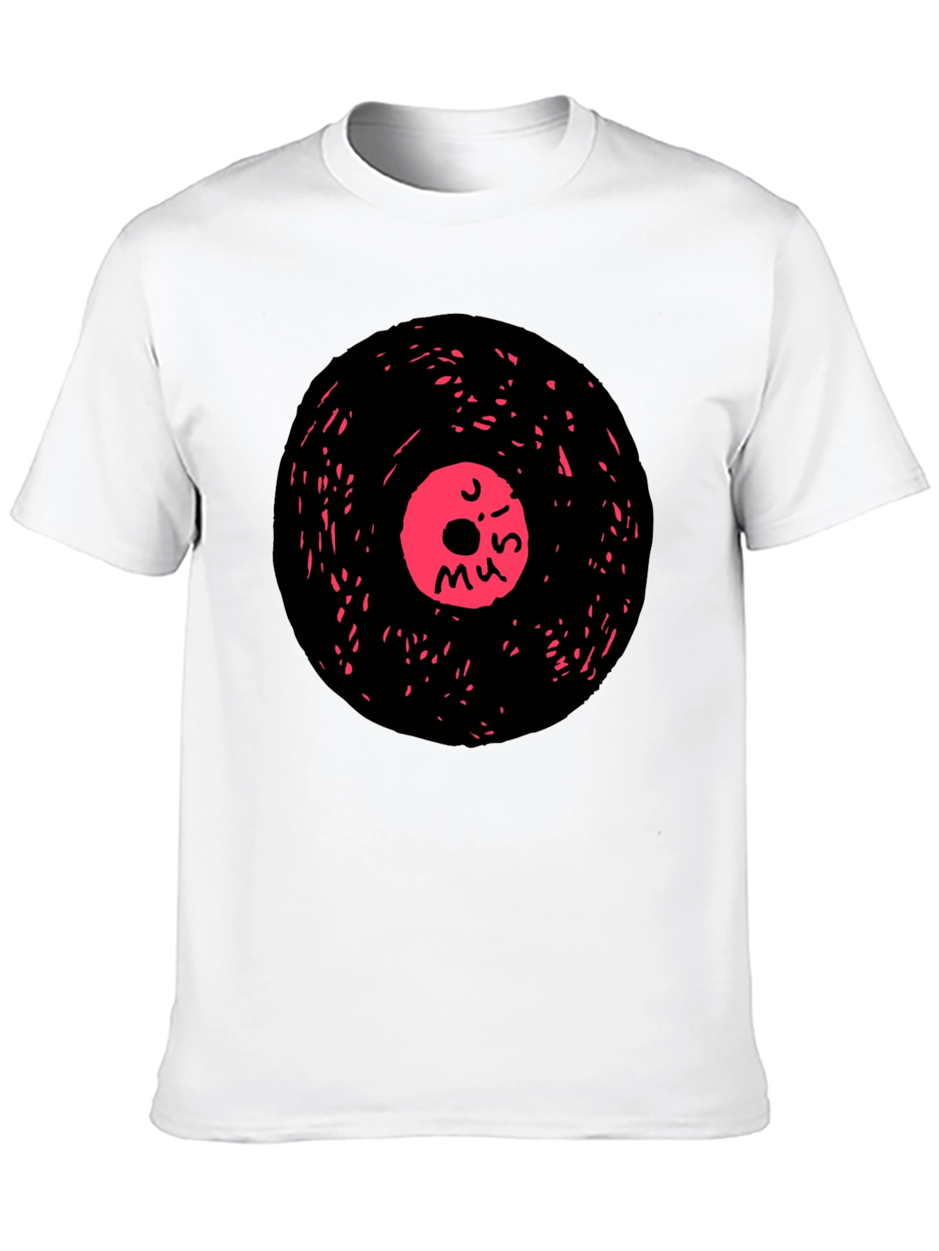 Retro Music Vinyl Graphic Tee - Casual Black T-Shirt