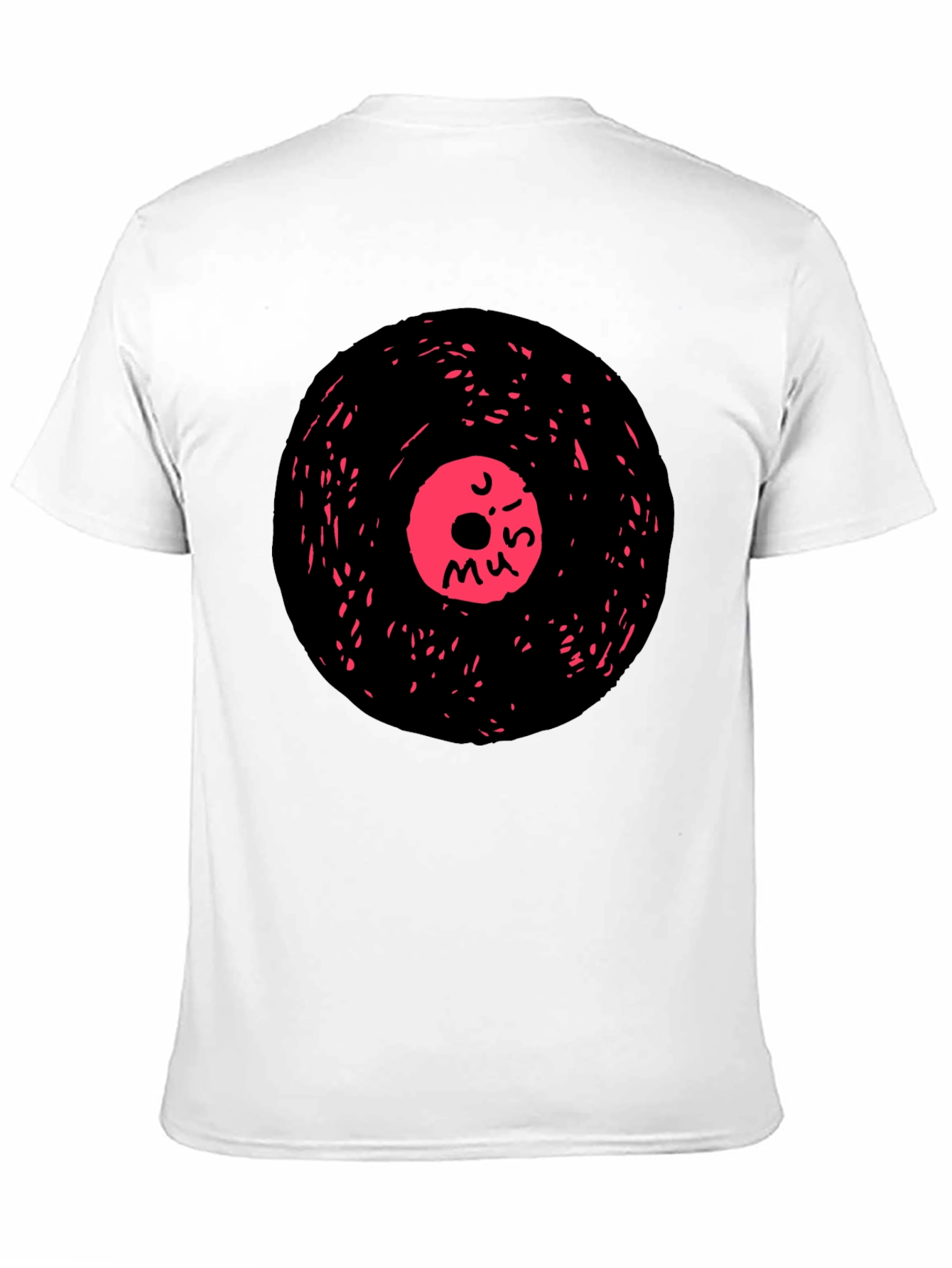 Retro Music Vinyl Graphic Tee - Casual Black T-Shirt