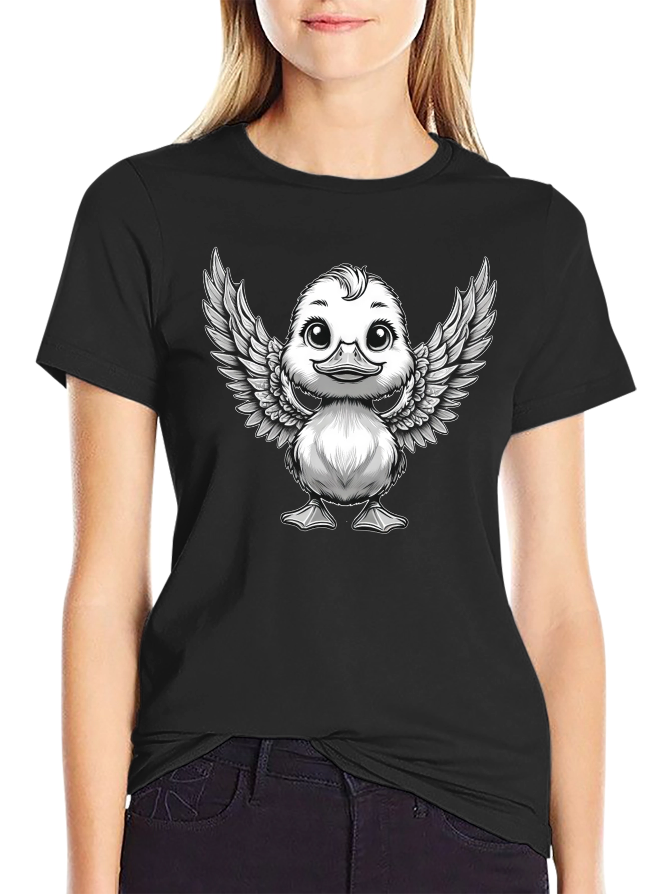 Duck with Wings Graphic Tee - Black