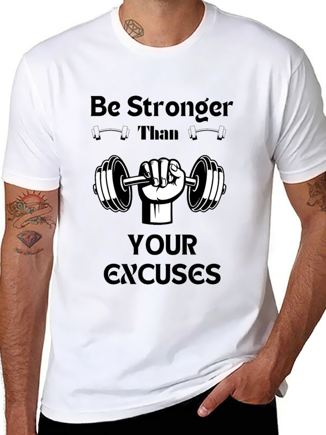 Motivational Workout T-Shirt - Be Stronger Than Excuses
