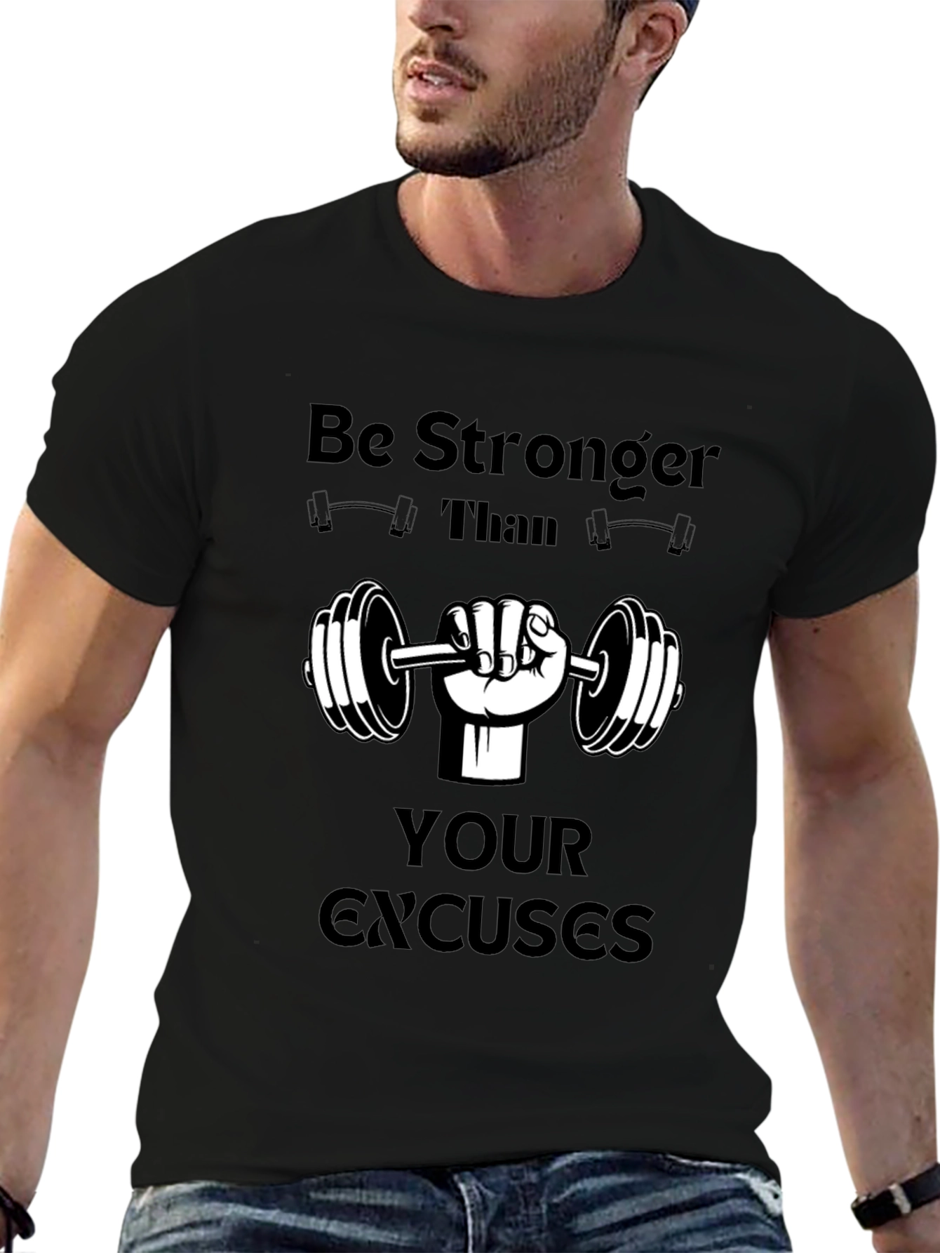 Motivational Workout T-Shirt - Be Stronger Than Excuses