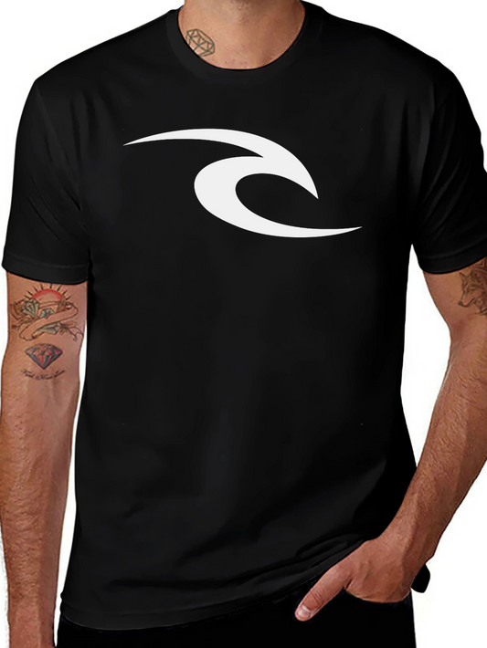 Mens Black Graphic Tee - Iconic Wave Logo