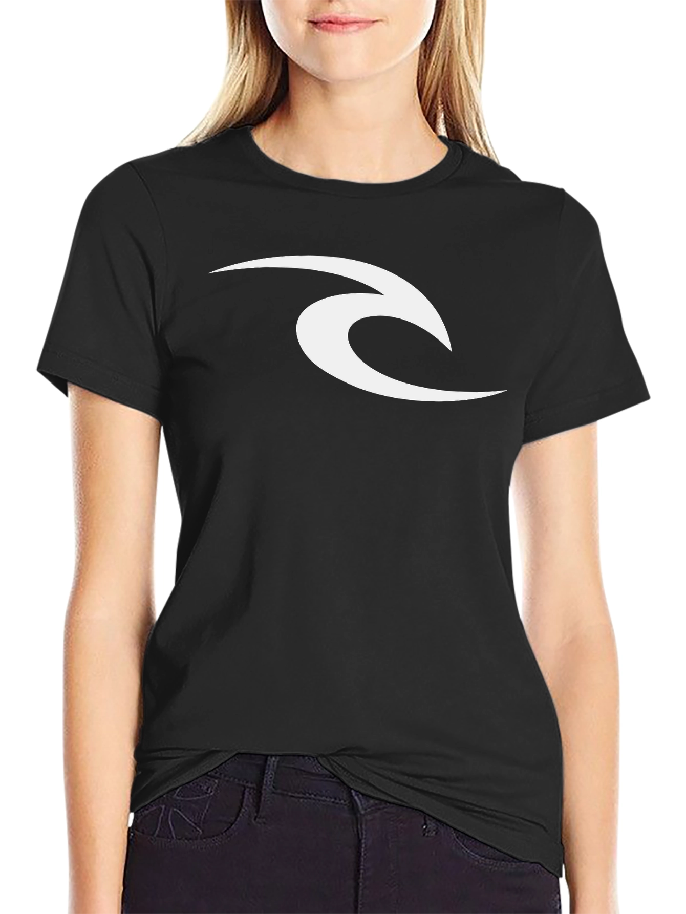 Mens Black Graphic Tee - Iconic Wave Logo
