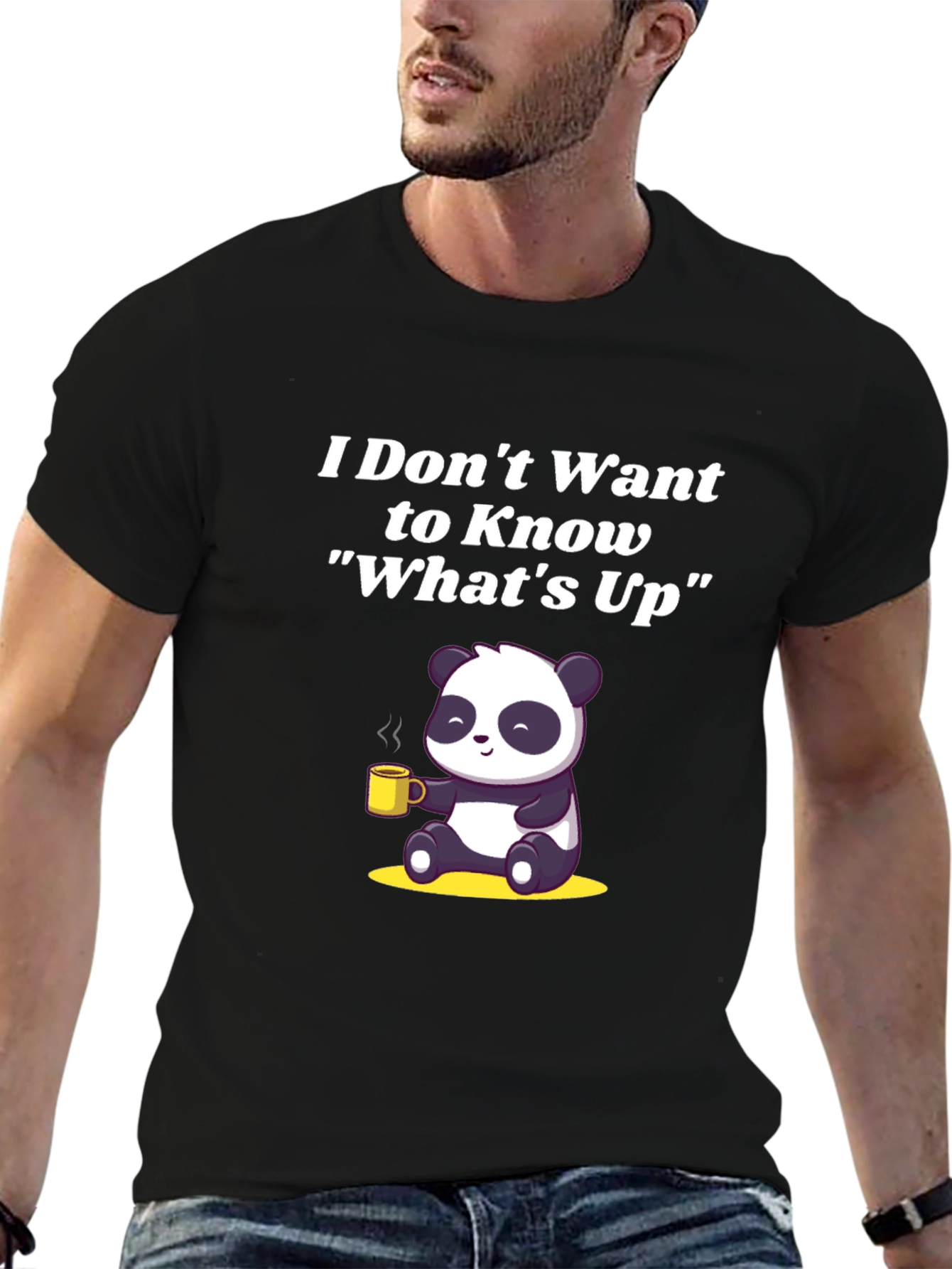 Funny Panda Whats Up Graphic T-Shirt