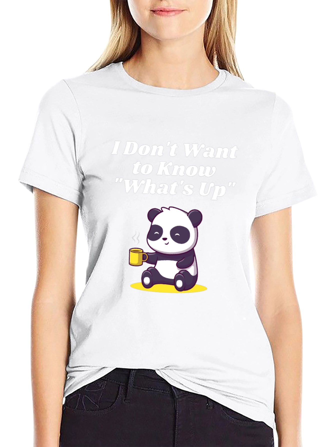 Funny Panda Whats Up Graphic T-Shirt