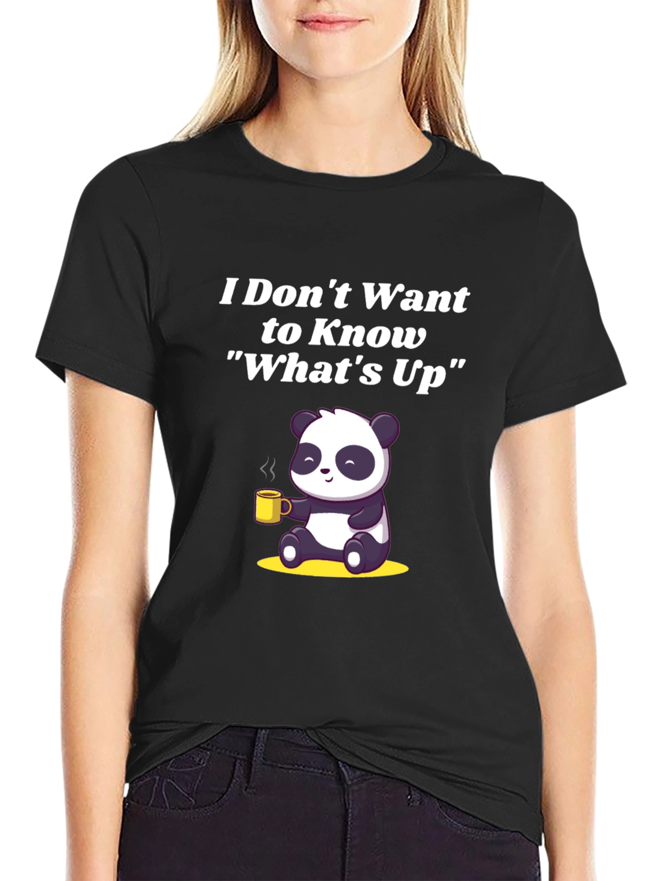 Funny Panda Whats Up Graphic T-Shirt