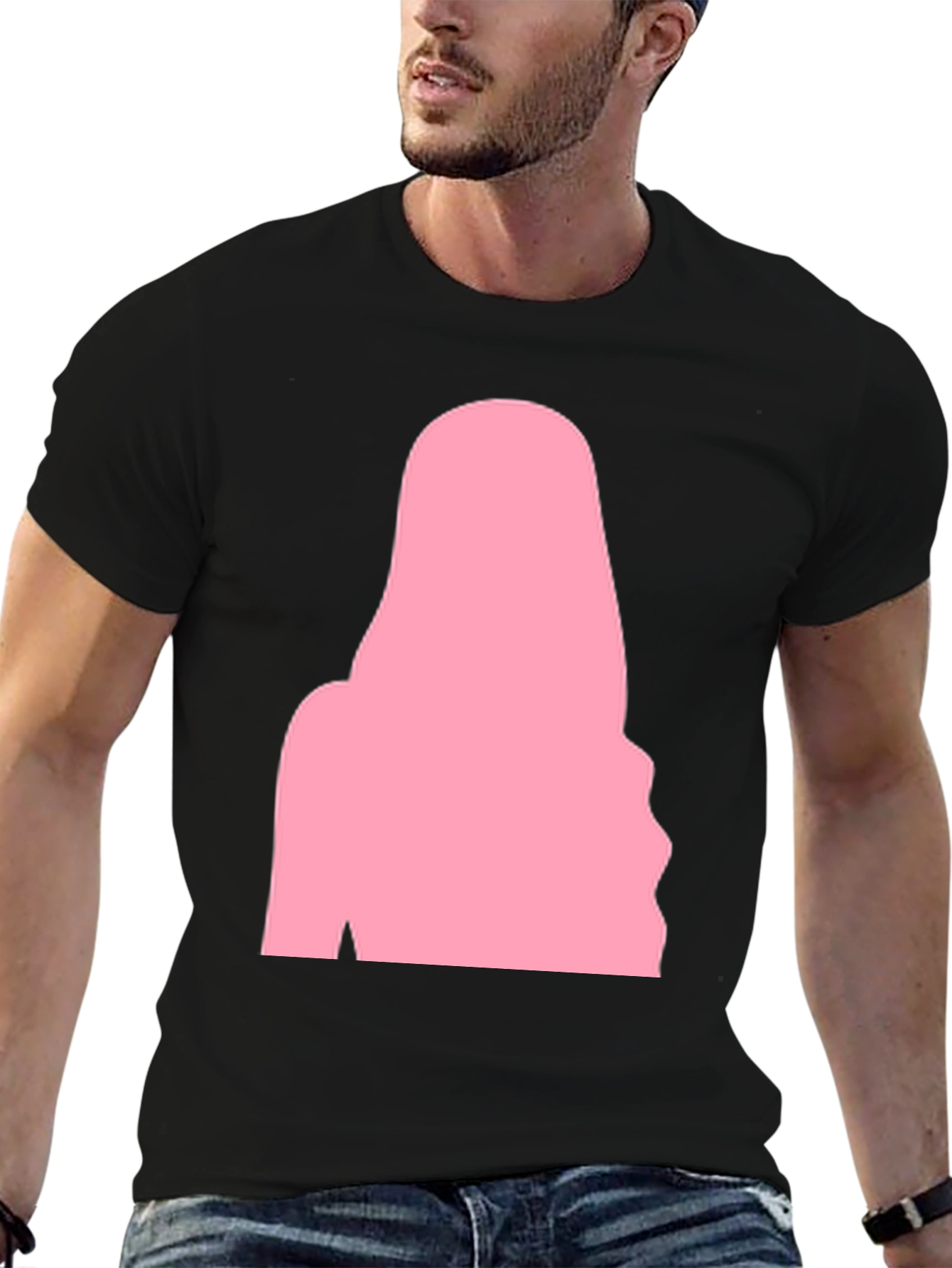 Black T-Shirt with Pink Silhouette