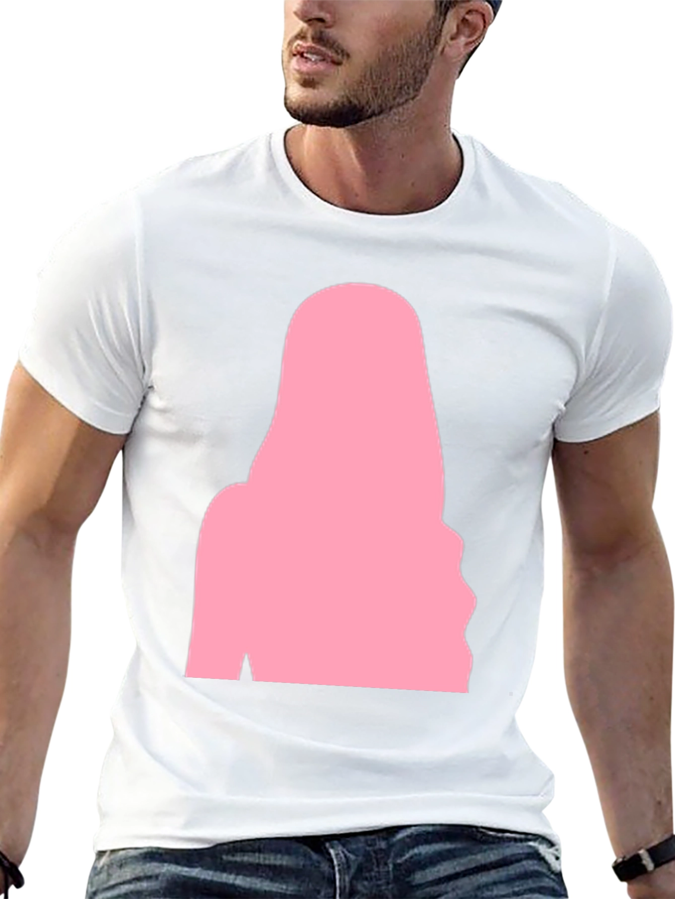 Black T-Shirt with Pink Silhouette