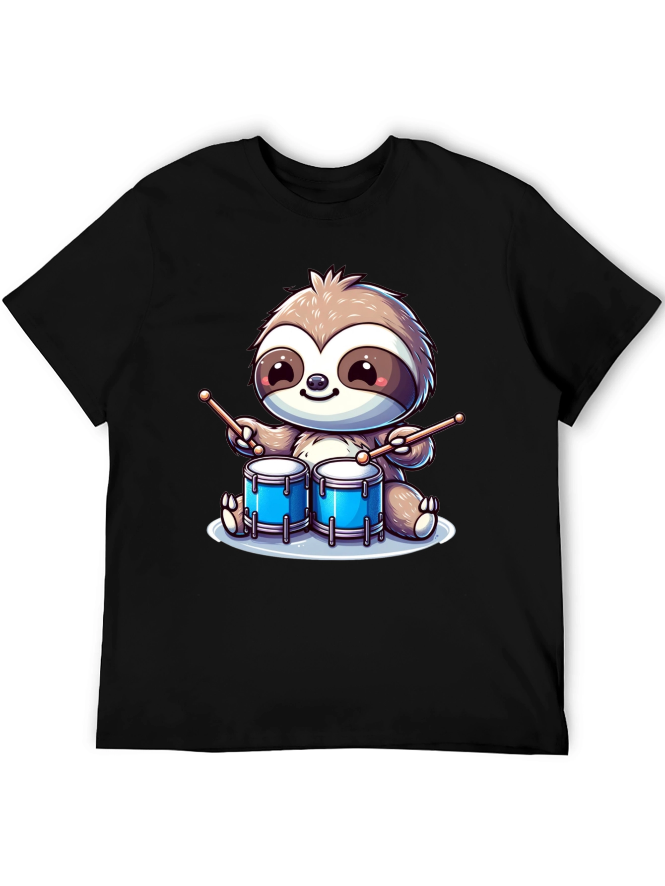 Sloth Drummer Graphic T-Shirt - Cool Cartoon Design