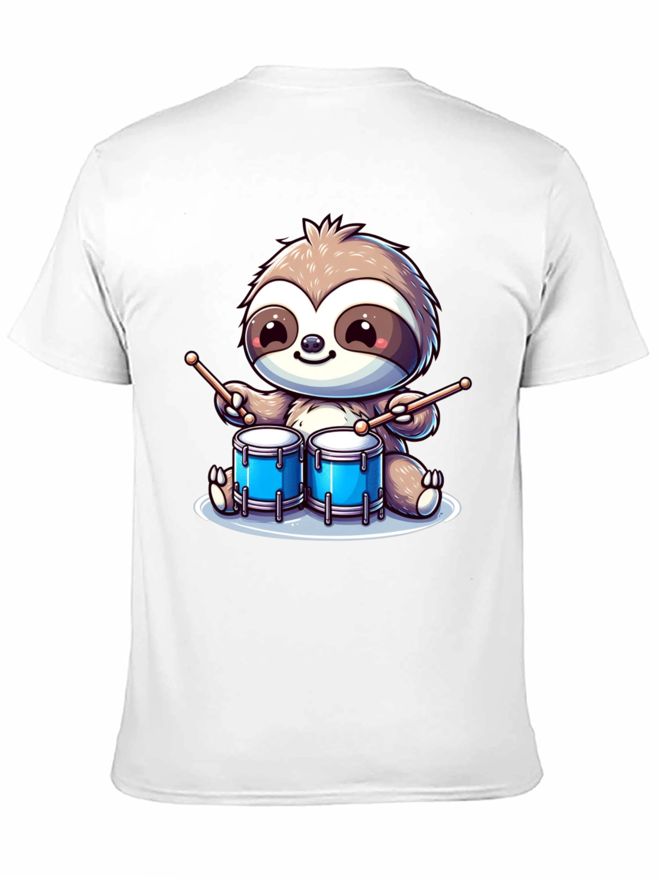 Sloth Drummer Graphic T-Shirt - Cool Cartoon Design