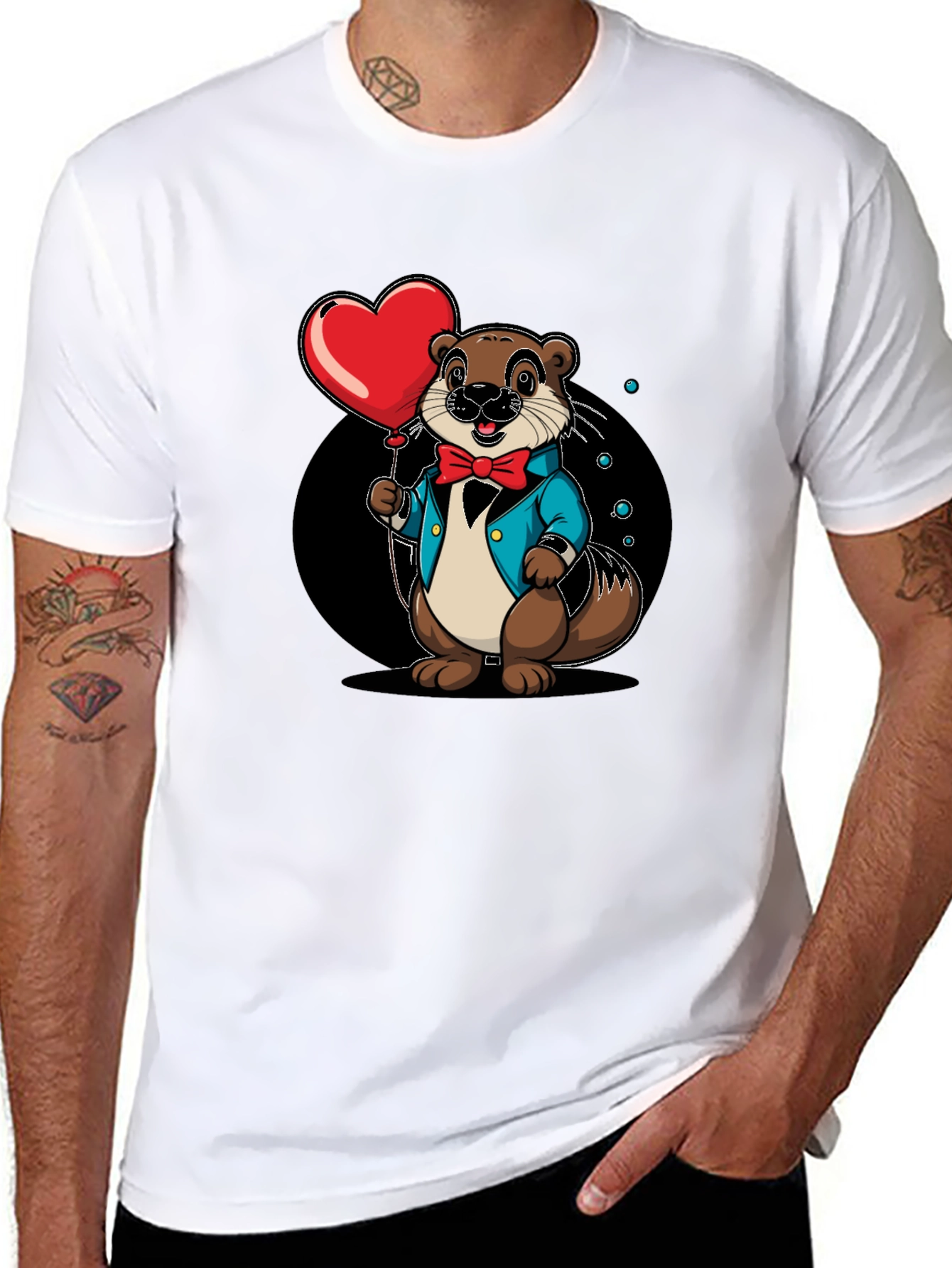 Otter with Heart Balloon Graphic Tee