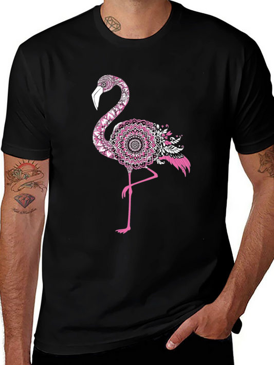 Black Flamingo Mandala Graphic Tee
