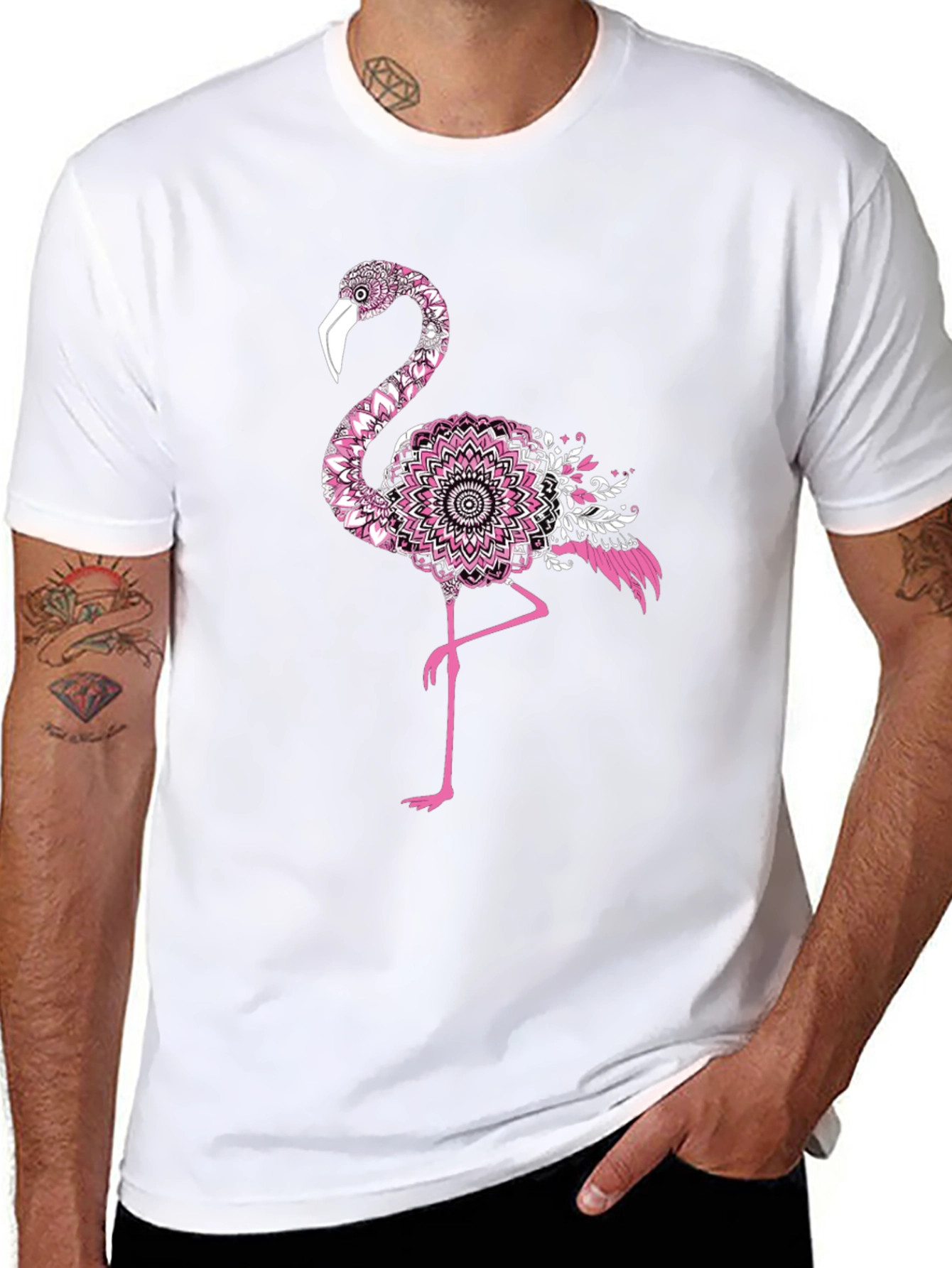 Black Flamingo Mandala Graphic Tee