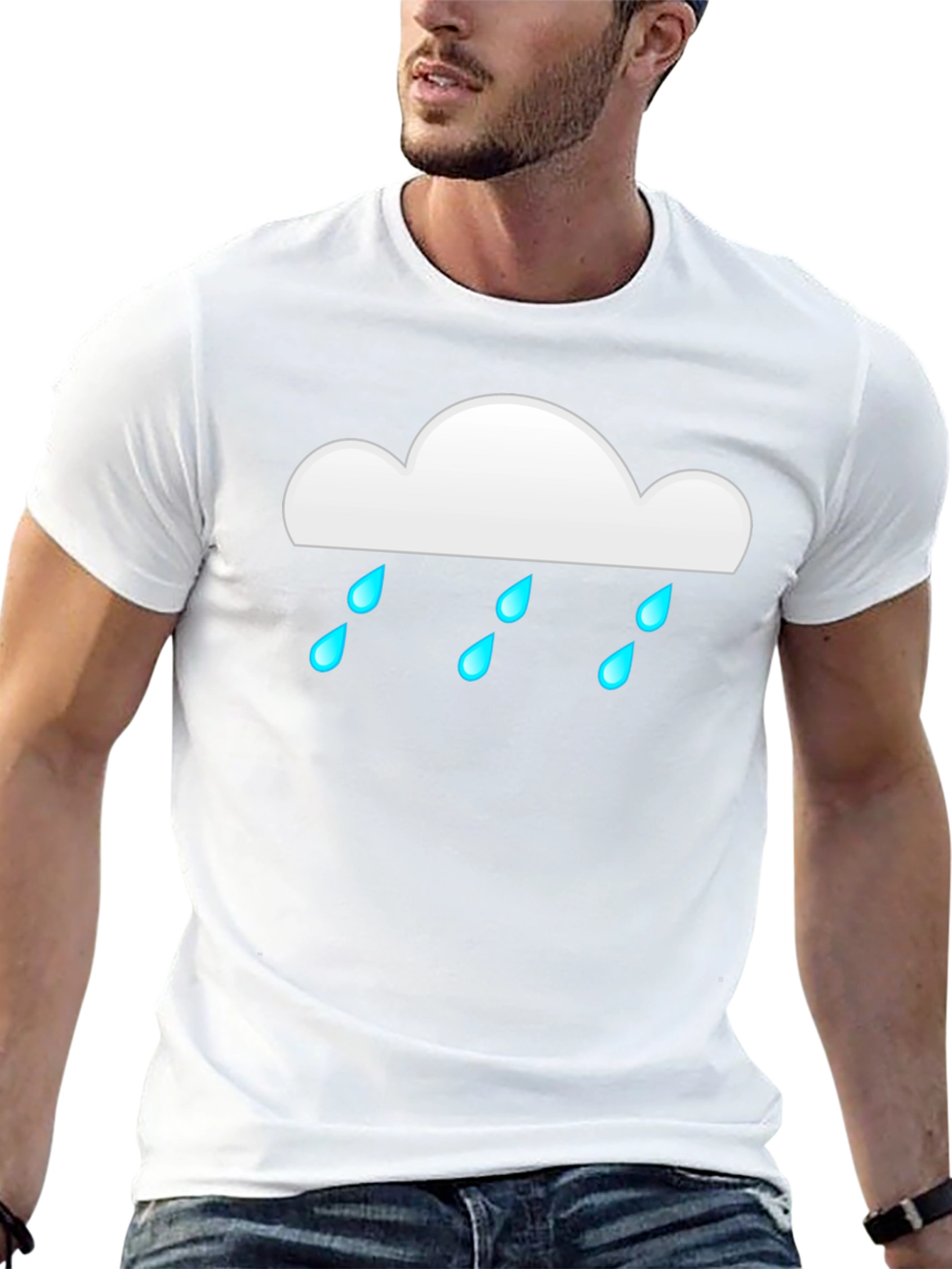 Rain Cloud Graphic Tee - Black Cotton T-Shirt
