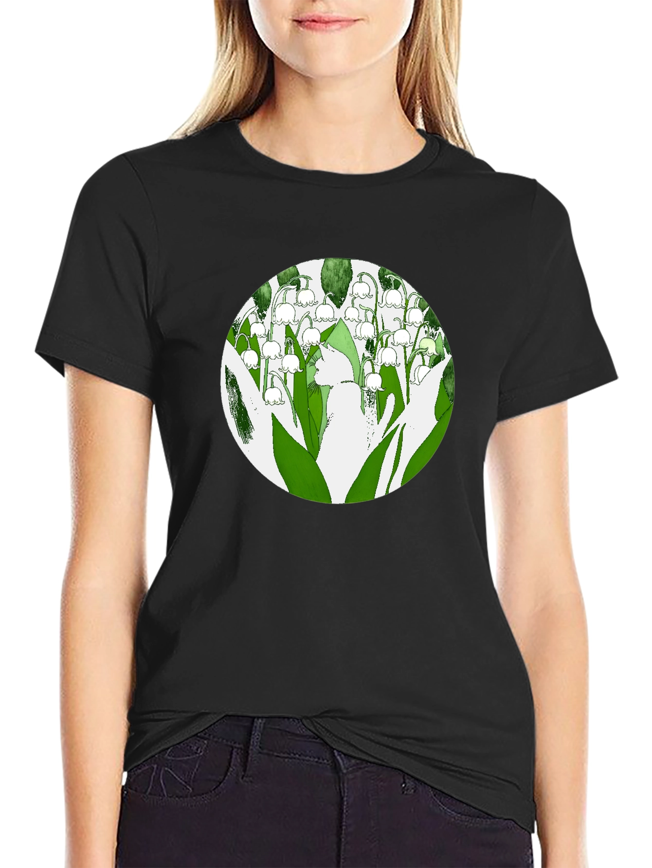 Lily of the Valley Graphic Tee - Black