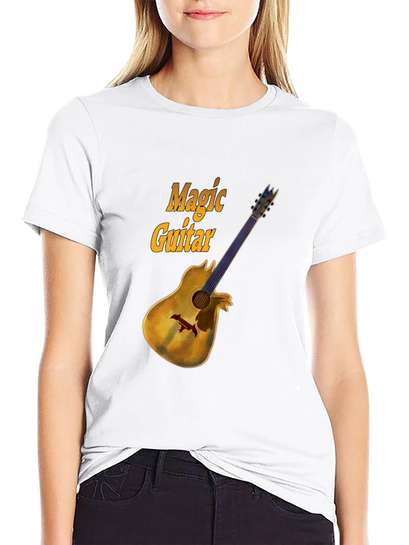 Magic Guitar Graphic Black T-Shirt