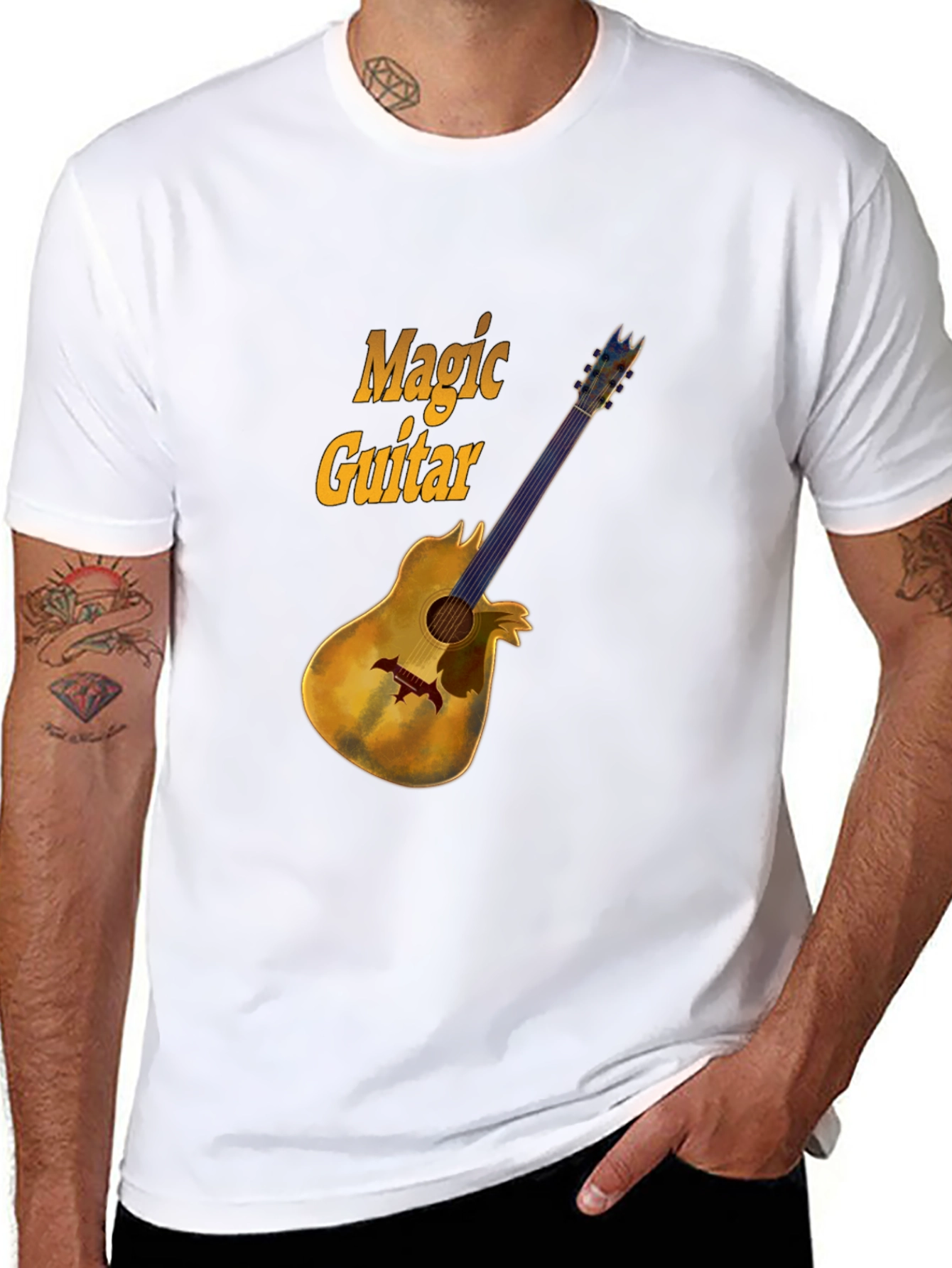 Magic Guitar Graphic Black T-Shirt